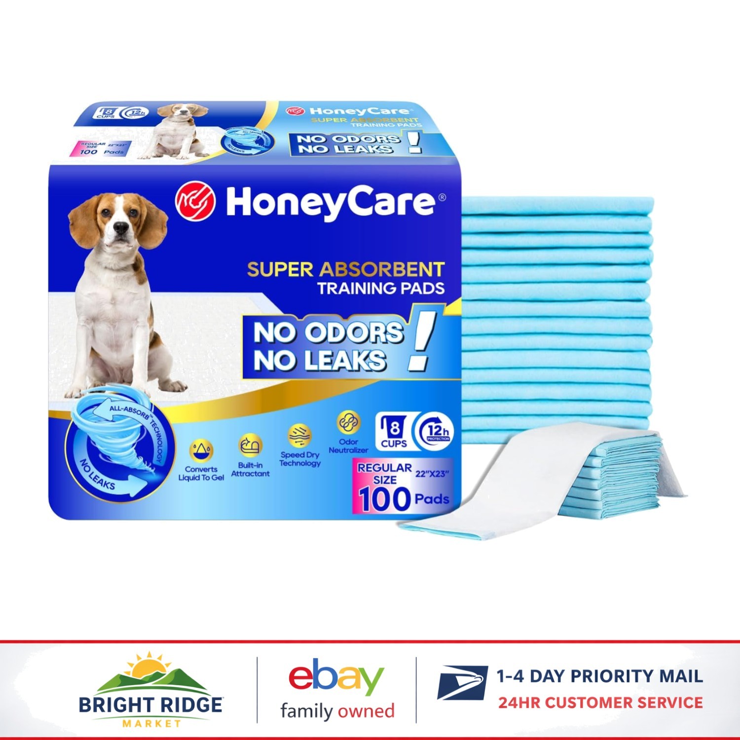 Leak-Proof Puppy Training Pads 22″ x 23″ – Absorbent 5-Layer Design – 100 Count