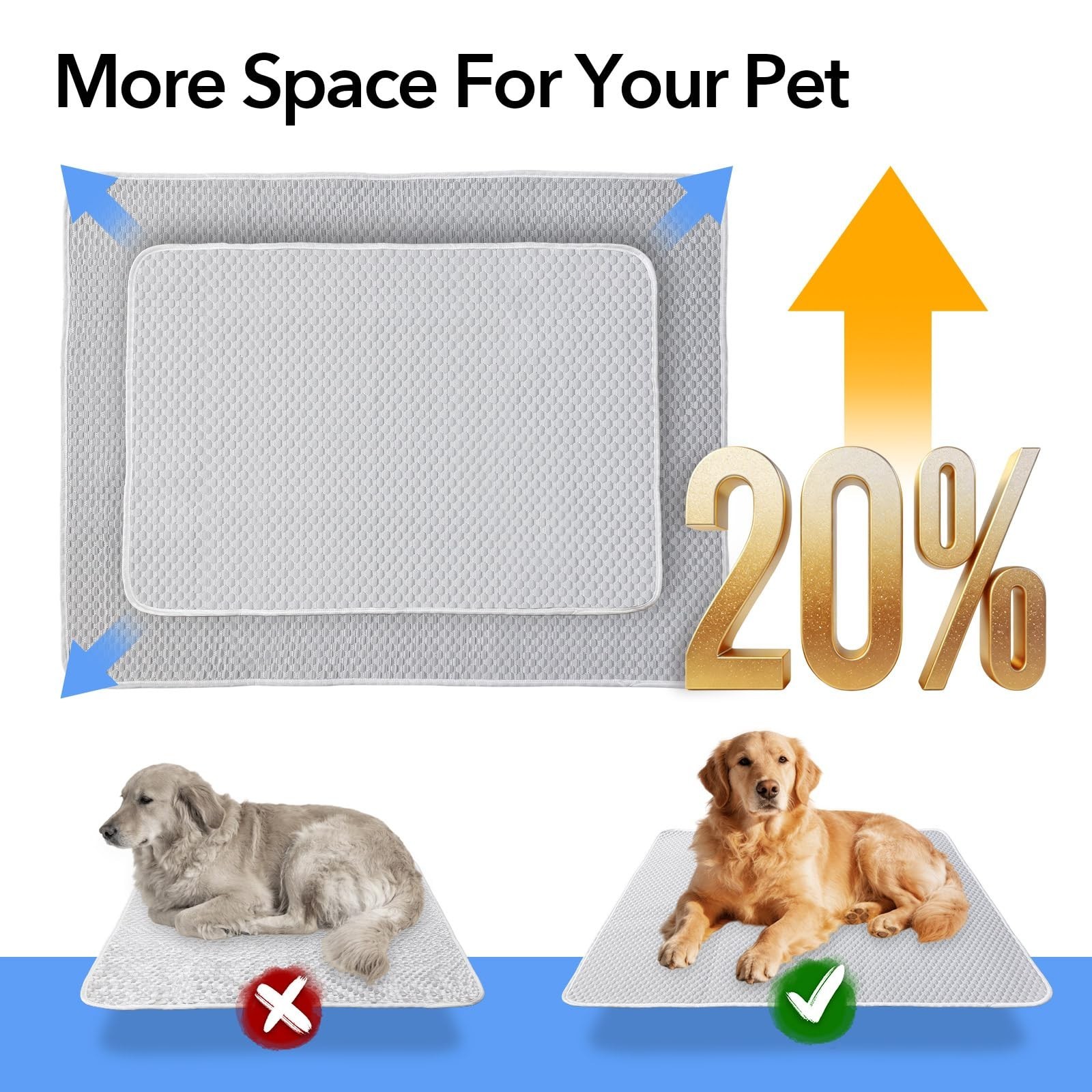 Dog Cooling Mat 46″x36″ Extra Large for Big Dogs, L | Chew-Resistant, Non-Sli…