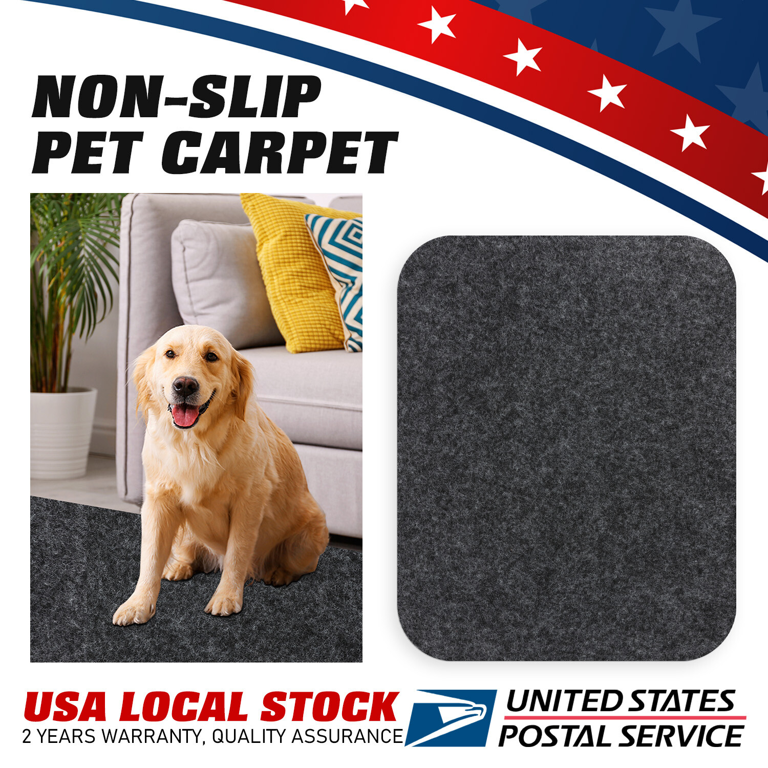 39″x79″ Pet Carpet Non-slip Floor Carpet Protector for Desk Home Office Gray