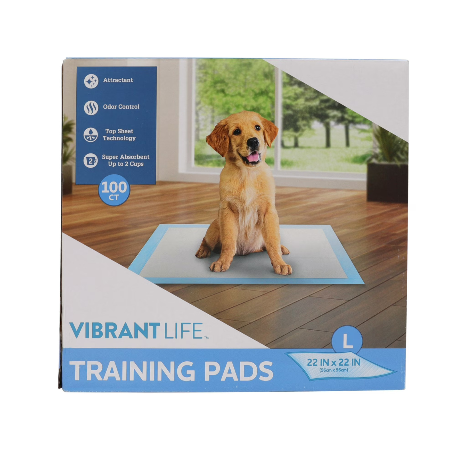 3 Pack Vibrant Life Training Pads – Super Absorbent – L 22 in x 22 in, 100 Count