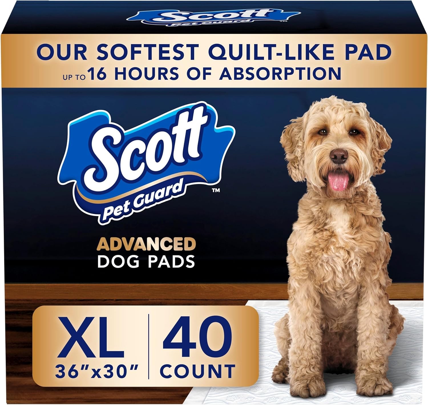 Scott Pet Guard Advanced Dog Pads – XL – 30″ x 36″ – X-Large 40 Pack, White