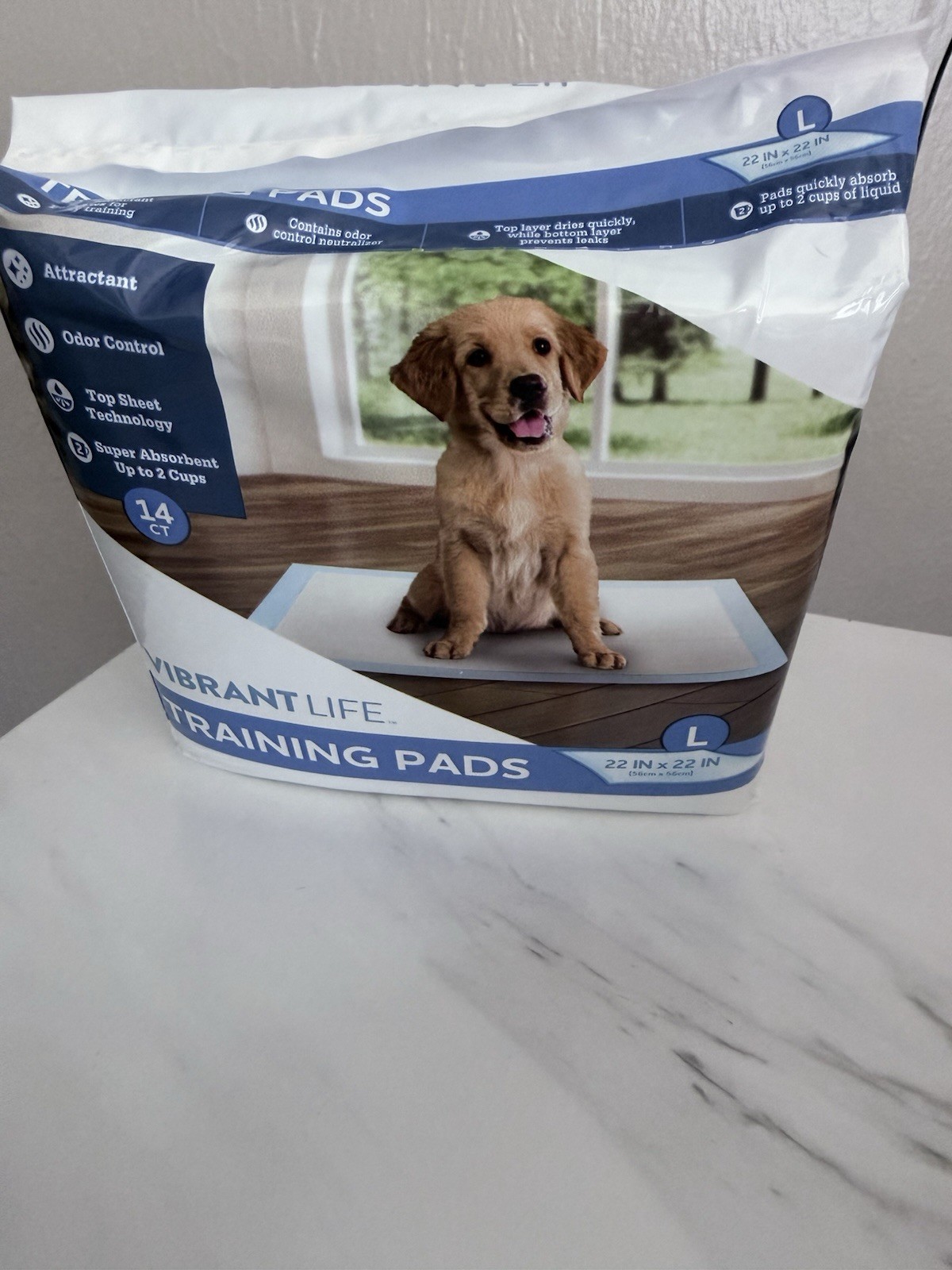Vibrant Life Training Pads 22x22in 14 Pack Super Absorbent Odor Control