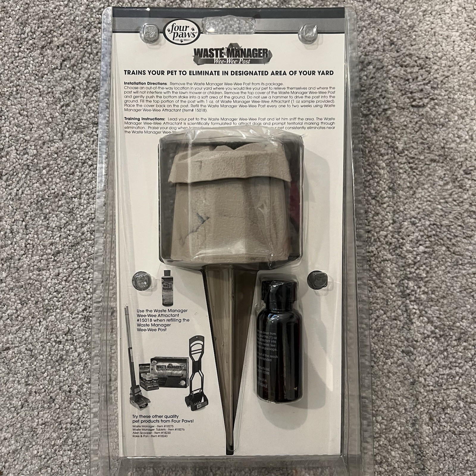Four Paws Waste Manager Wee-Wee Post Dog Training Aid w/ Attractant New