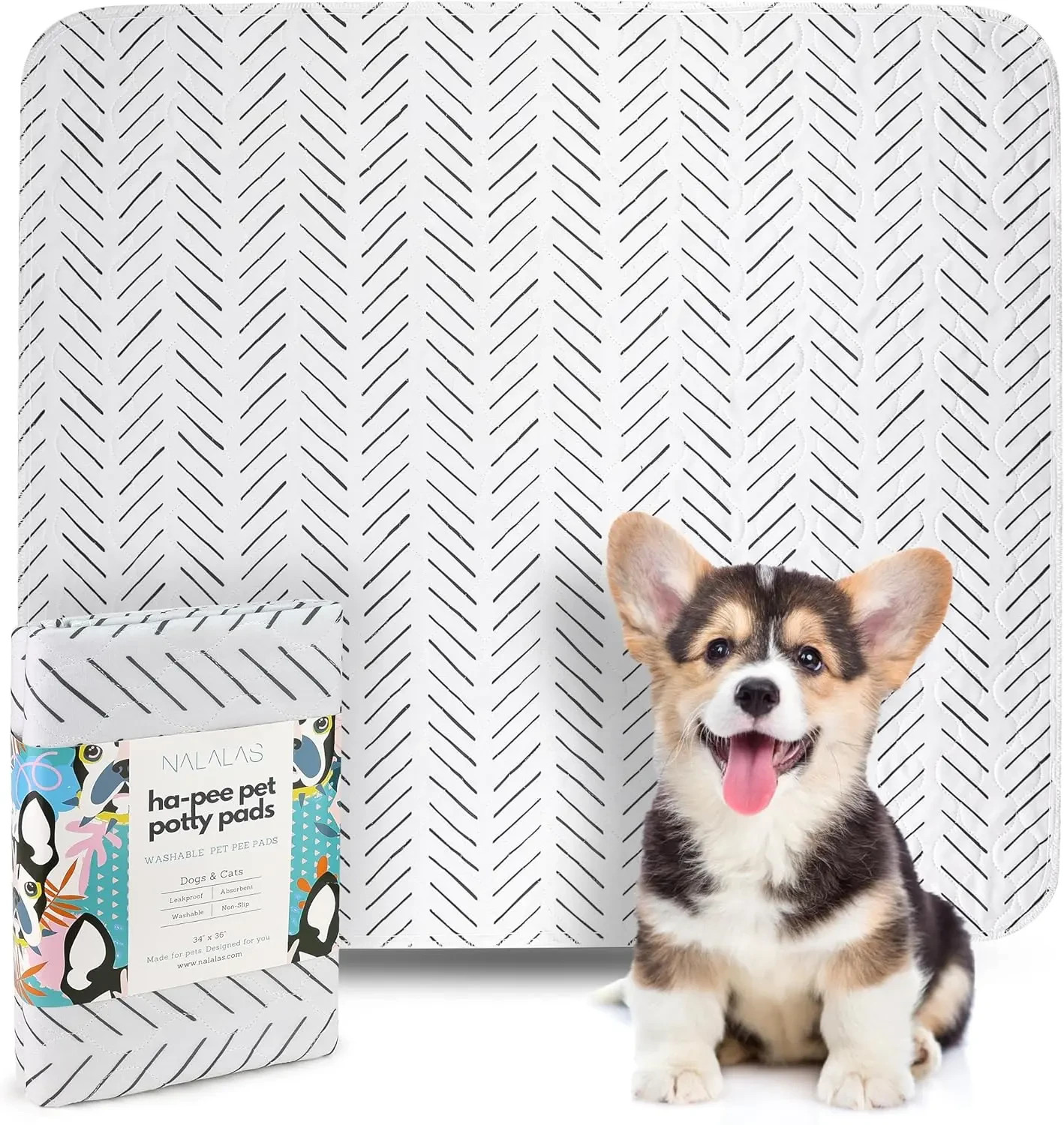 NALALAS Large Washable Pee Pads for Dogs | Reusable (2 Pack, 34×36)