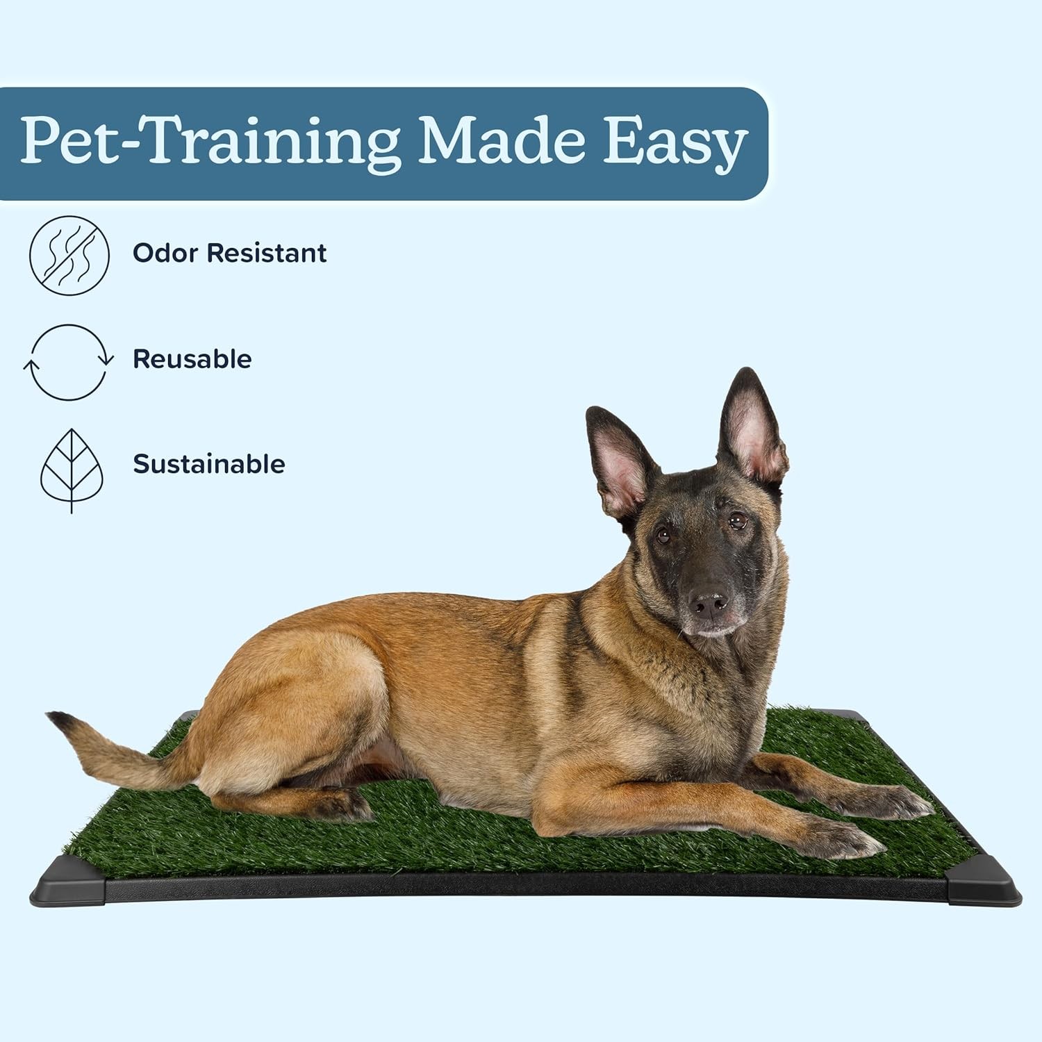 Dog Grass Pad with Tray – 35.5×23.5in Reusable Pee X-Large, Green and Black