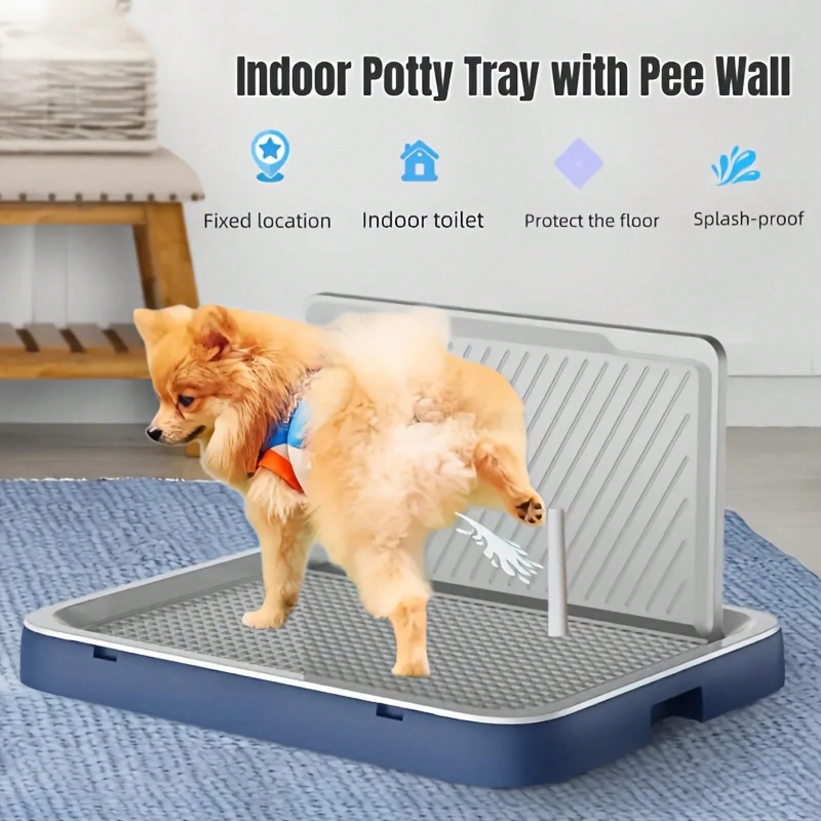 New Dog Potty Training Tray Splash Guard Indoor Pet Toilet Pee Pad Holder