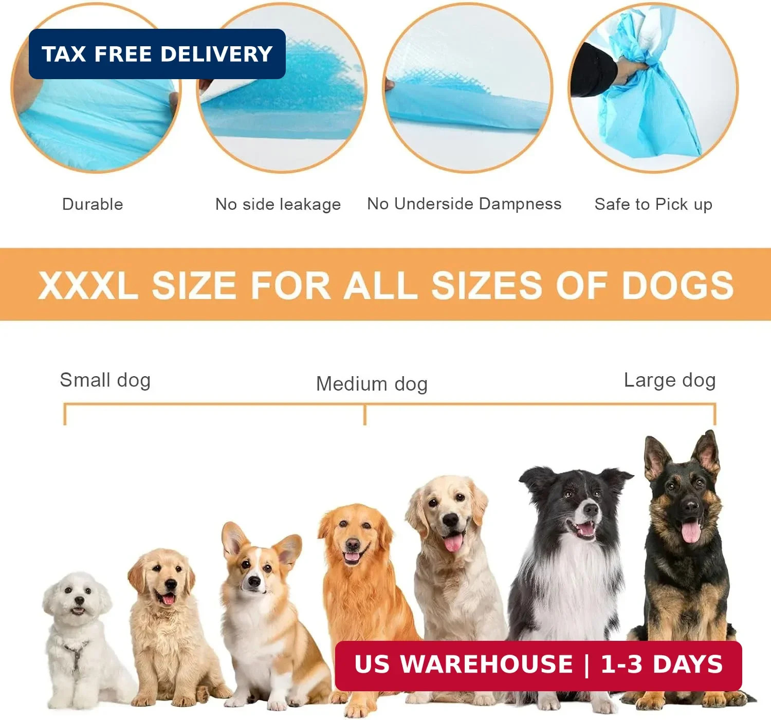 Pee Pads for Dogs & Cats, 31″x55″,Puppy Pads 40 Count | Extra Large, Disposable
