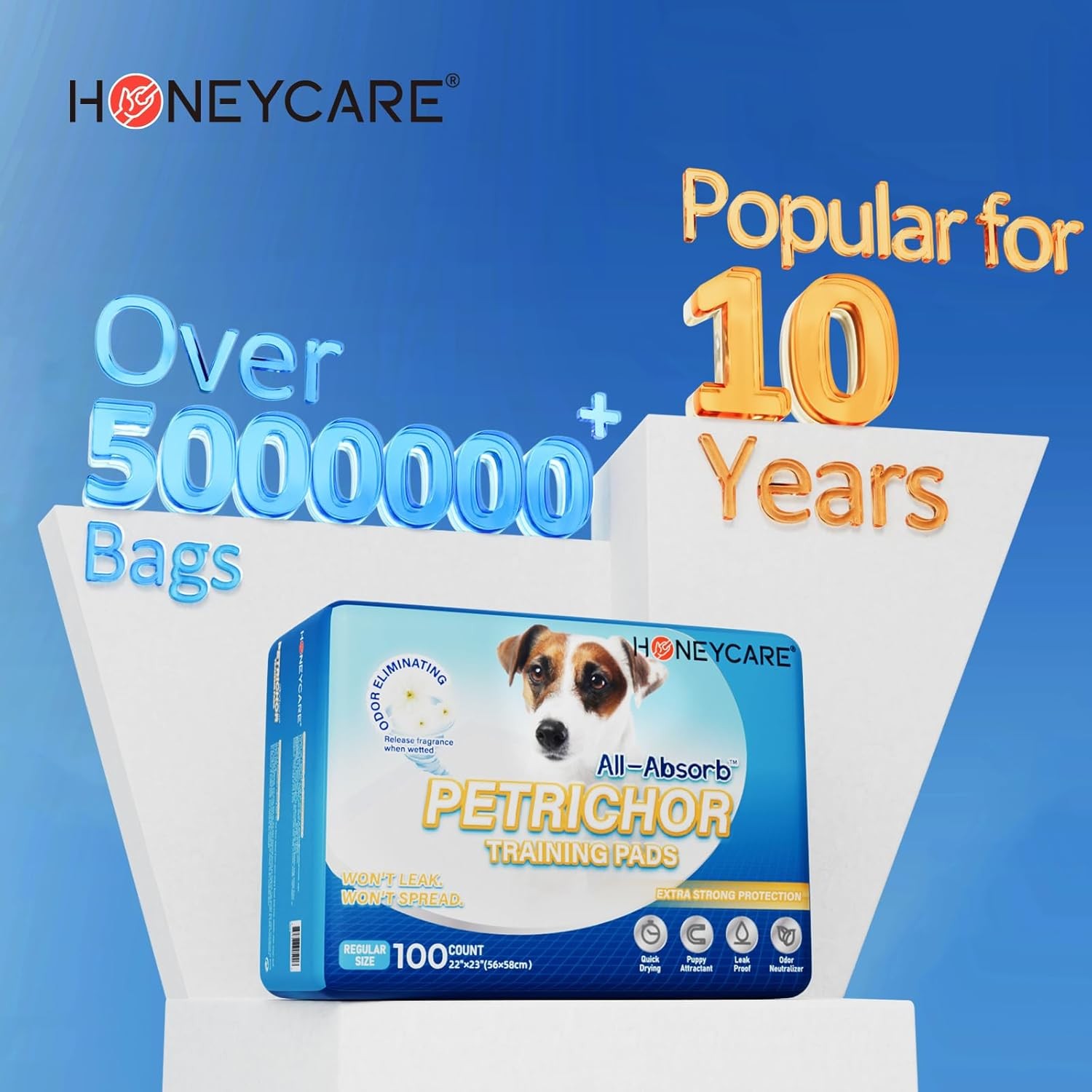 HONEY CARE All-Absorb, Large 22″ x 23″, 100 L 22"x23",100ct, Blue