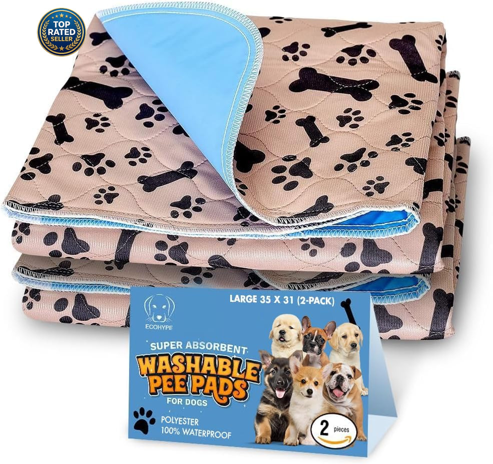 Super Absorbent Washable Pee Pads for Dogs Large 35 X 31 (2-Pack) Puppy Pads Pet