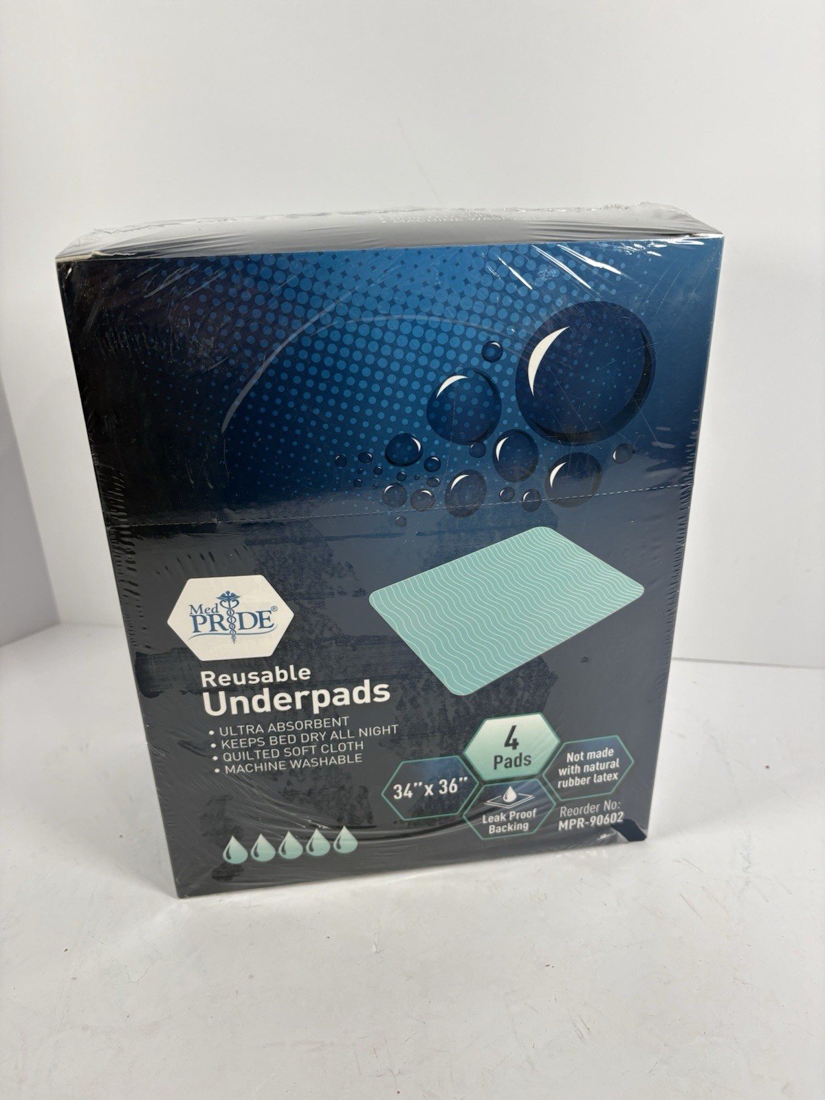MED PRIDE Reusable Underpads 34 x 36 Inch, 4 Pack Washable Bed Pads, Waterpro…