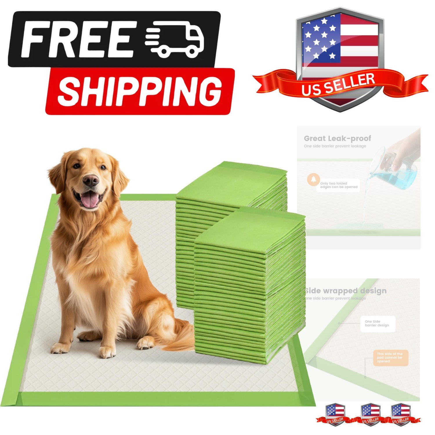 Dog Pee Pads Extra Large 28″x34″, XL Thicker ECO Green Disposable Puppy Train…