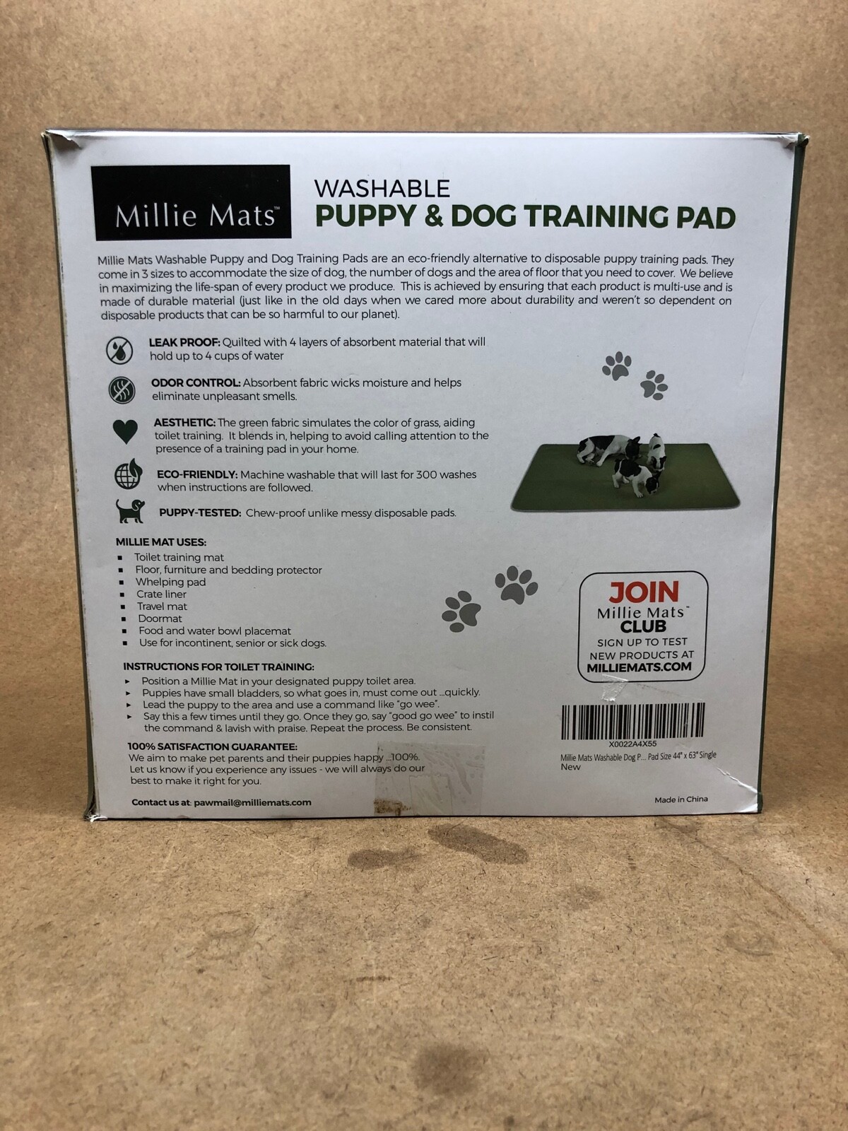 Millie Mats Puppy Pads Washable Dog Training Pee Pads – 44″x 63″ Army Green