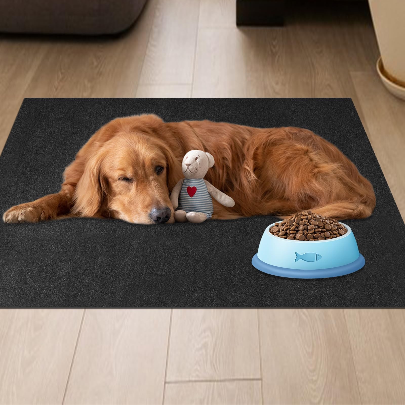 Dog Playpen Mat, Crate Pad Liner for Kennel Training Under 29″×48″, Black
