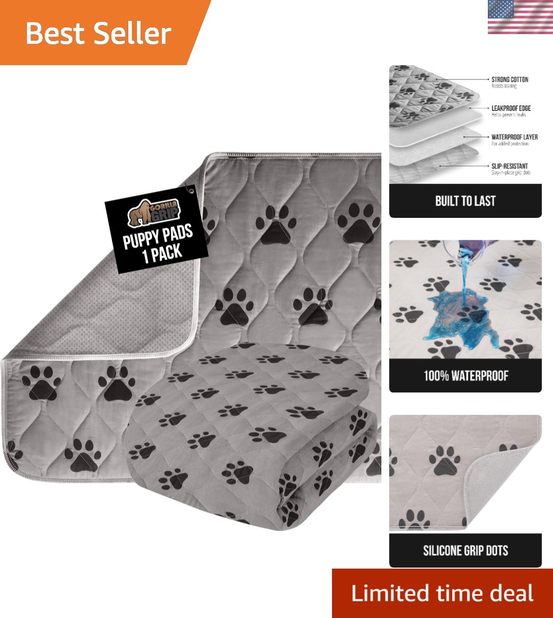 High-Quality Washable Puppy Pee Pad, Slip-Resistant 22×16 Mat for Easy Training