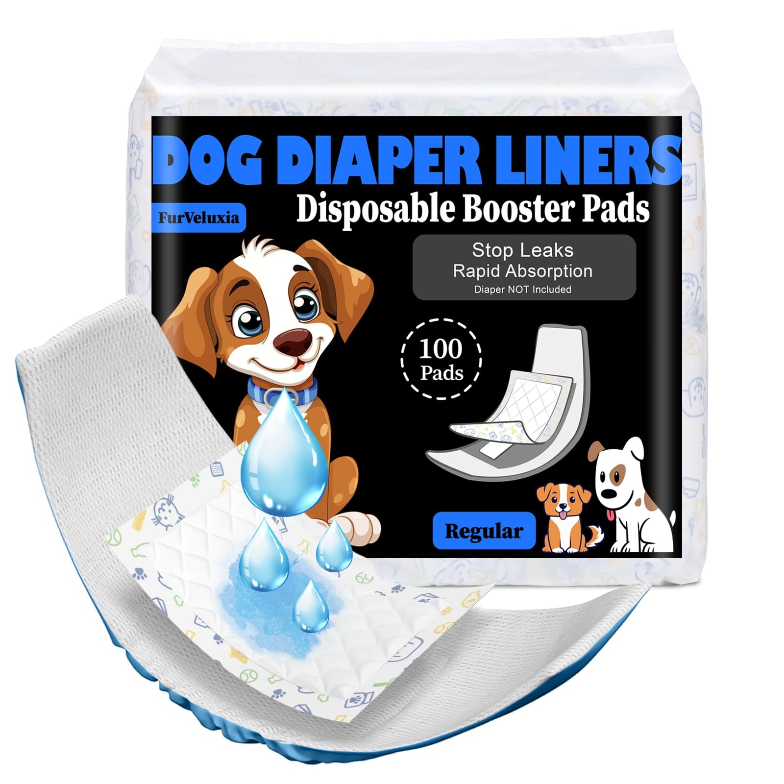 Dog Diaper Liners 100 Count Male Female Disposable Absorbent Belly Band Pads