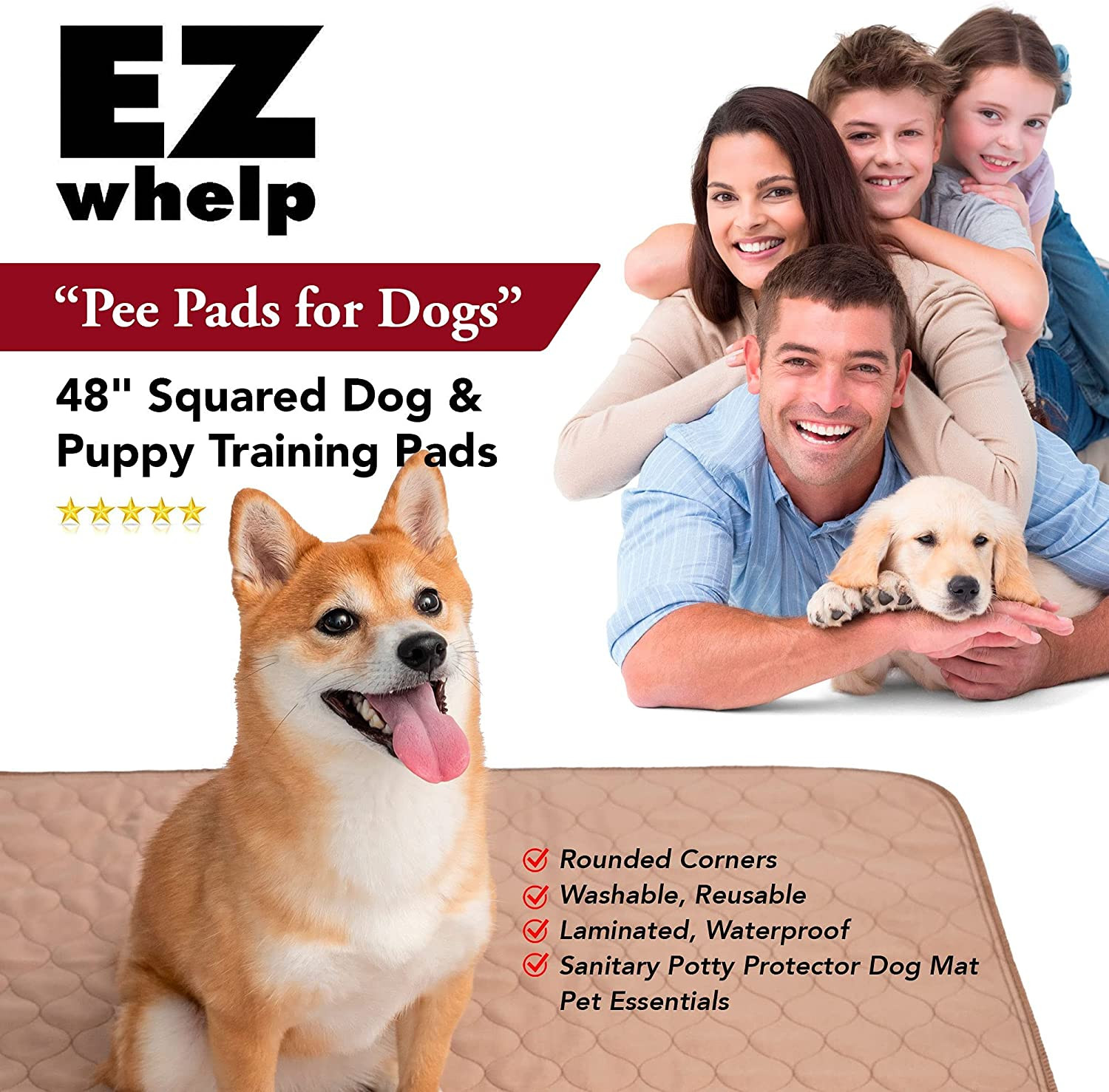 Reusable Washable Dog Pee Pads Waterproof Puppy Training Whelping Pad Rounded