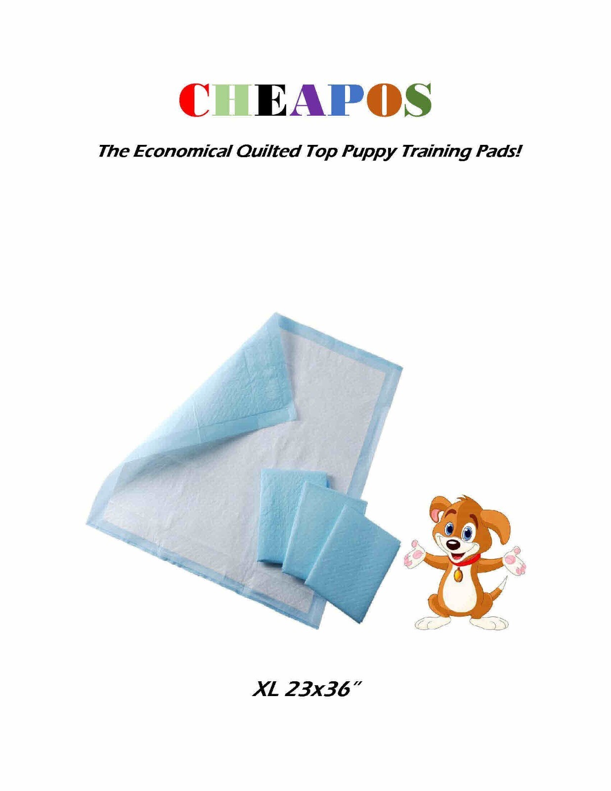 23×36″ Quilted Top 4-Layer Puppy Training Pads Dogs up to 40lbs XTRA LARGE
