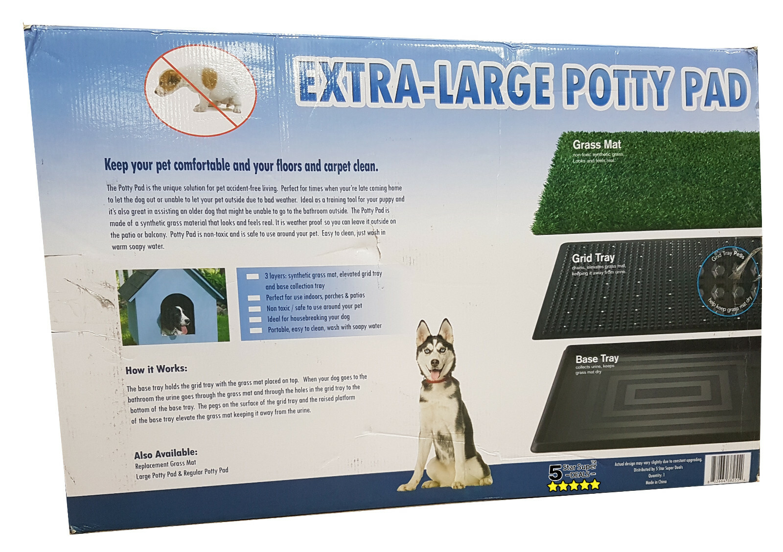 X Large Pet Grass Potty Patch Portable Dog Training Bathroom Pad 30x20x5