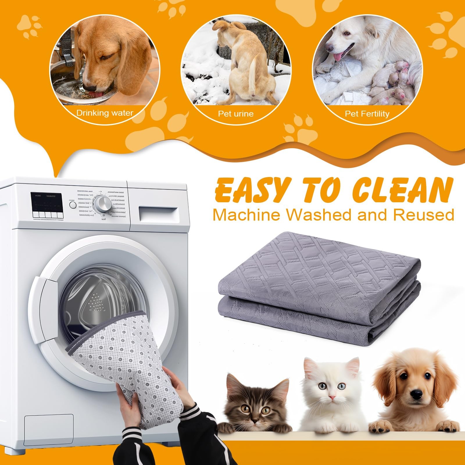 18×24 Inch Washable Puppy Dog Pee Pad Reusable Quick Dry Protective Pads