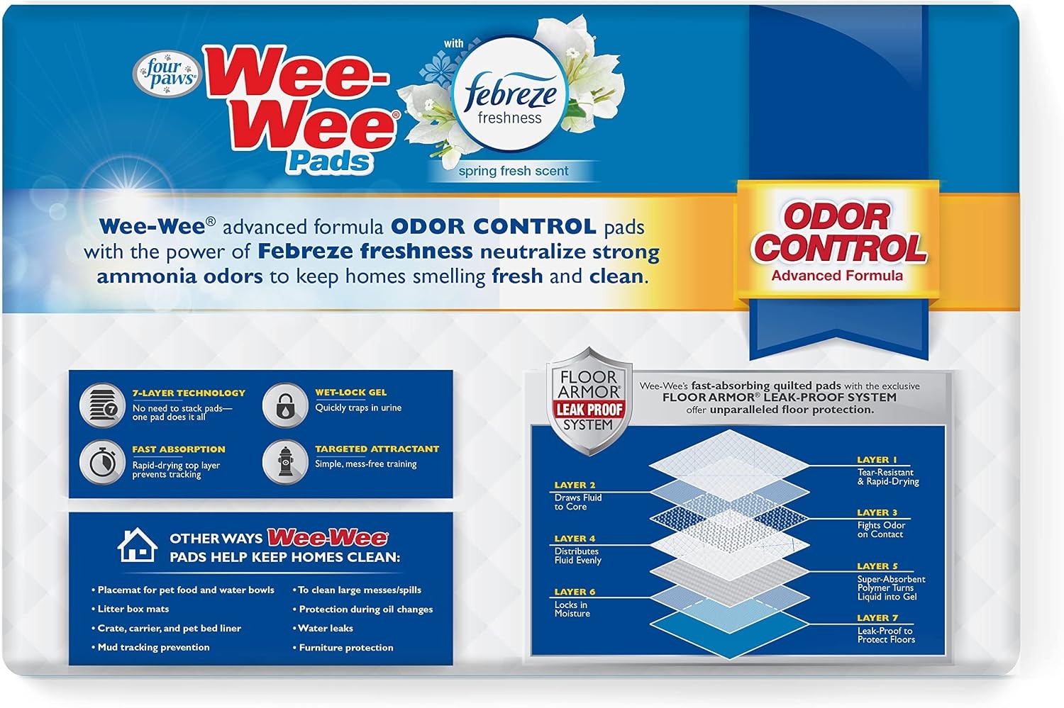 Wee-Wee Odor Control Dog Pee Pads with Febreze Freshness