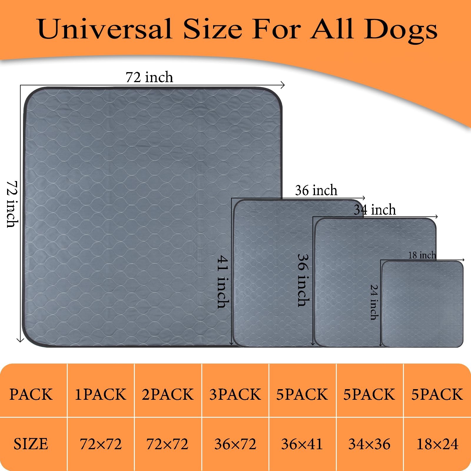 Washable Pee Pads for Dogs 72×72, 2 Pack, Extra Large Reusable Puppy Pads, Do…