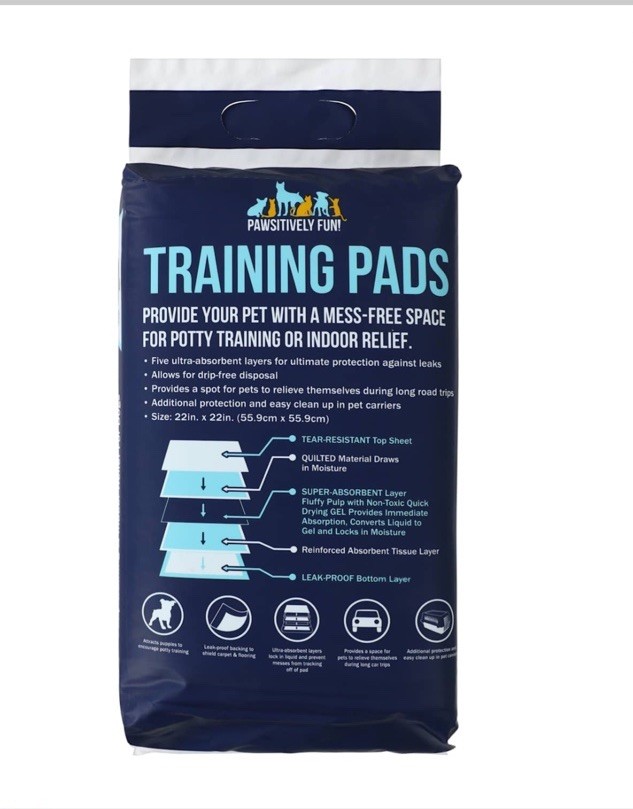 Pawsitively Fun! Training Pads 30 Pack Leak Proof Disposable Dog Potty Pads