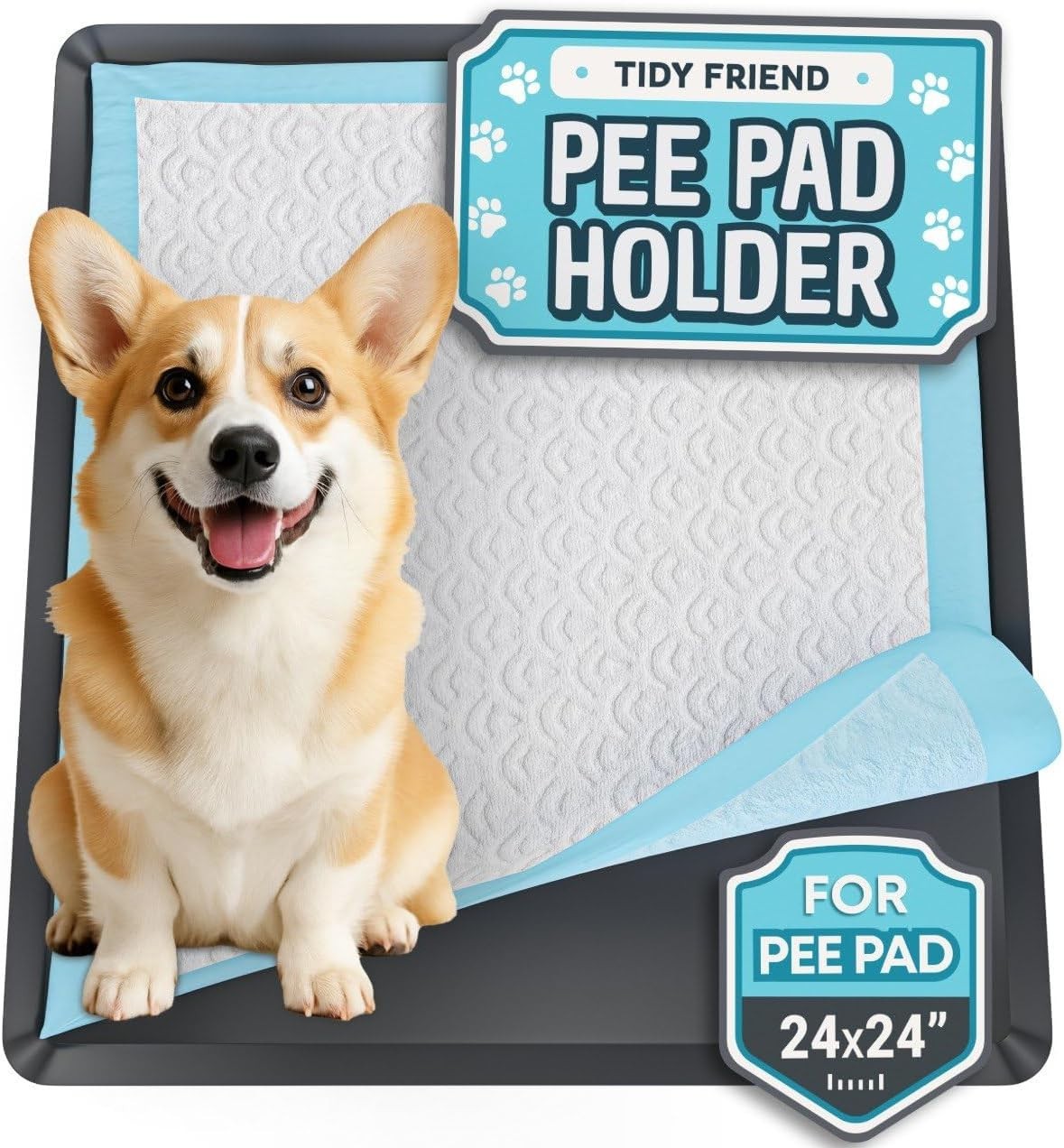 Elegant Silicone Dog Pee Pad Holder Tray – 24” x 24” with Leak Protection