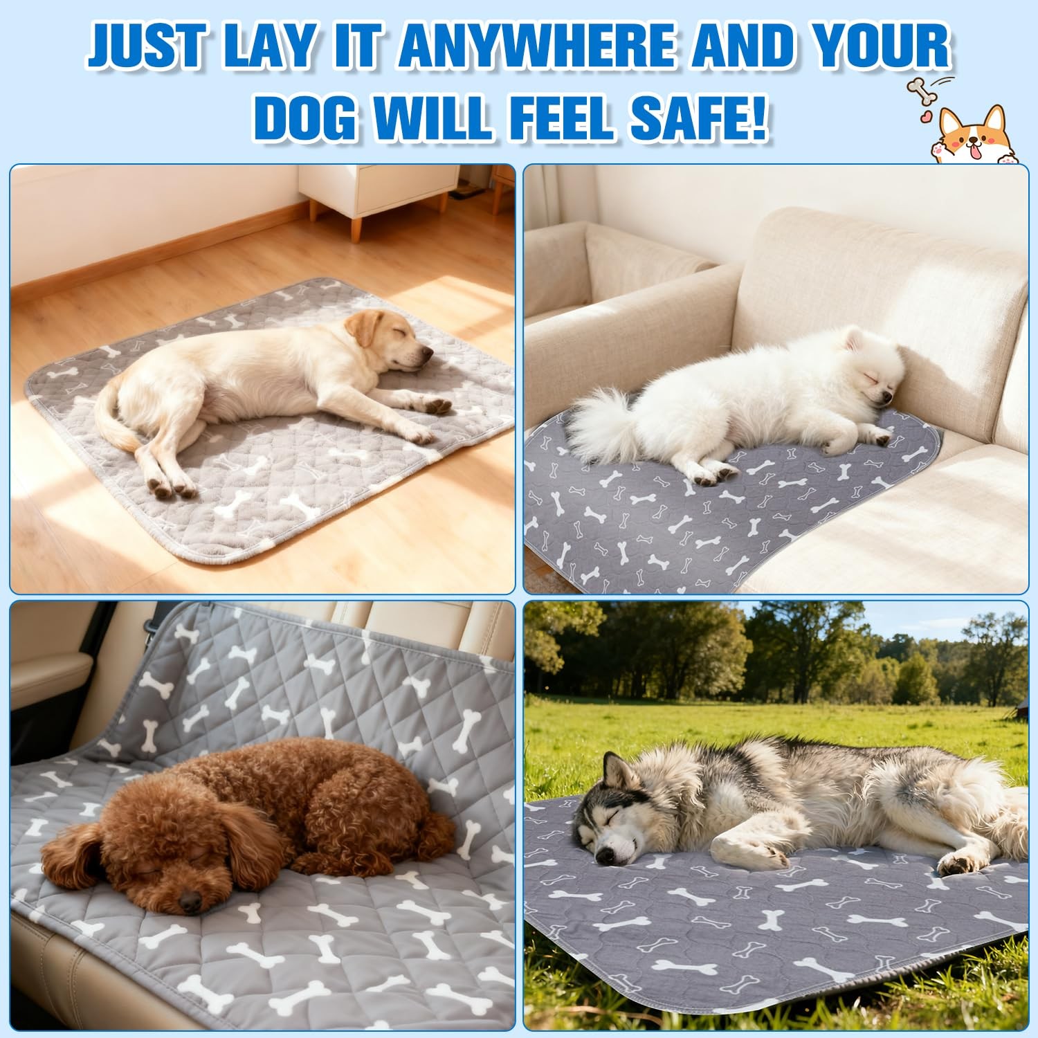 Pee Pads, Reusable Pads with Pheromones, Durable Leak-Proof & Anti-Slip Pet T…