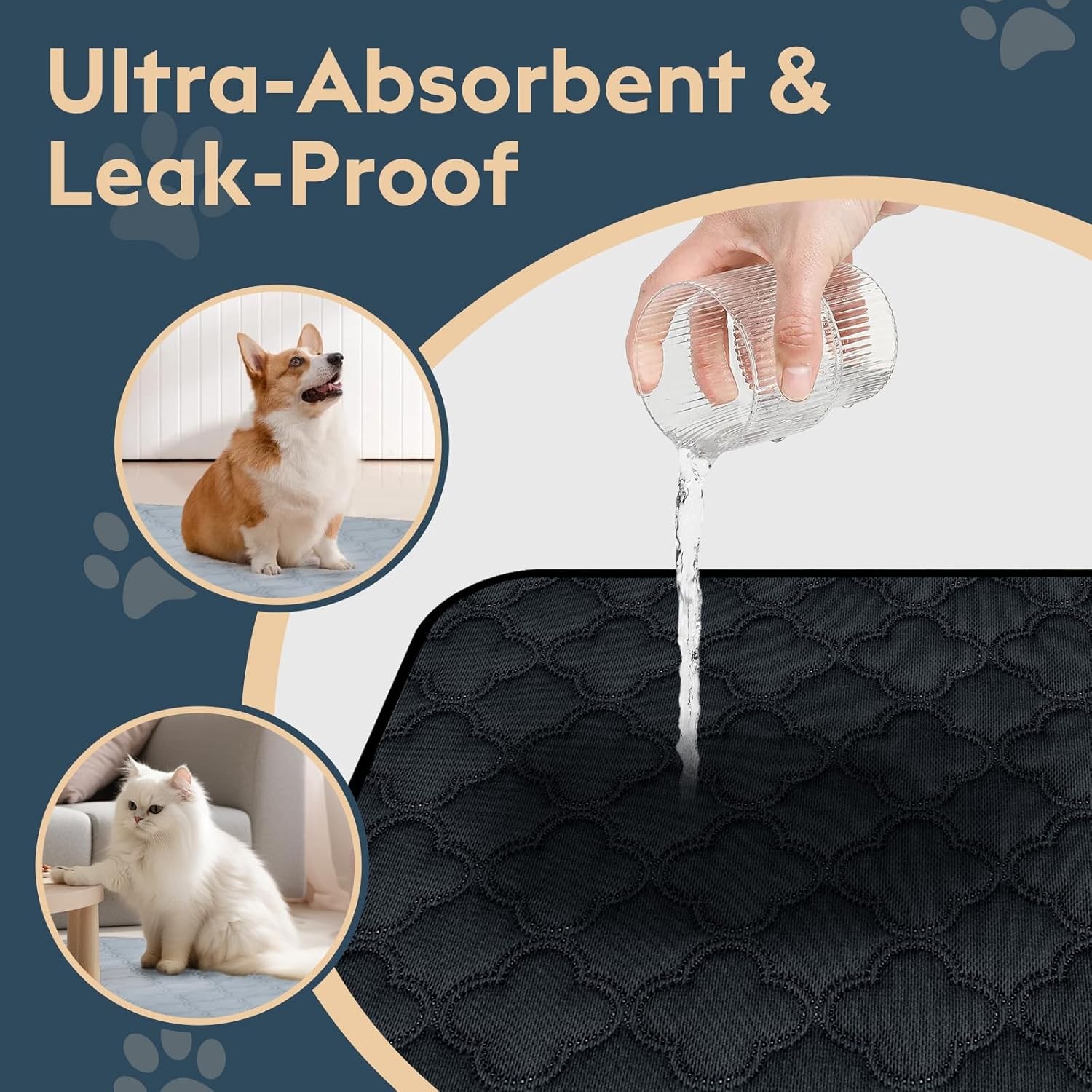 Washable Pee Pads for Dogs – 2 Pack Reusable 18″ X 24″ – 2 Pack, Dark Grey