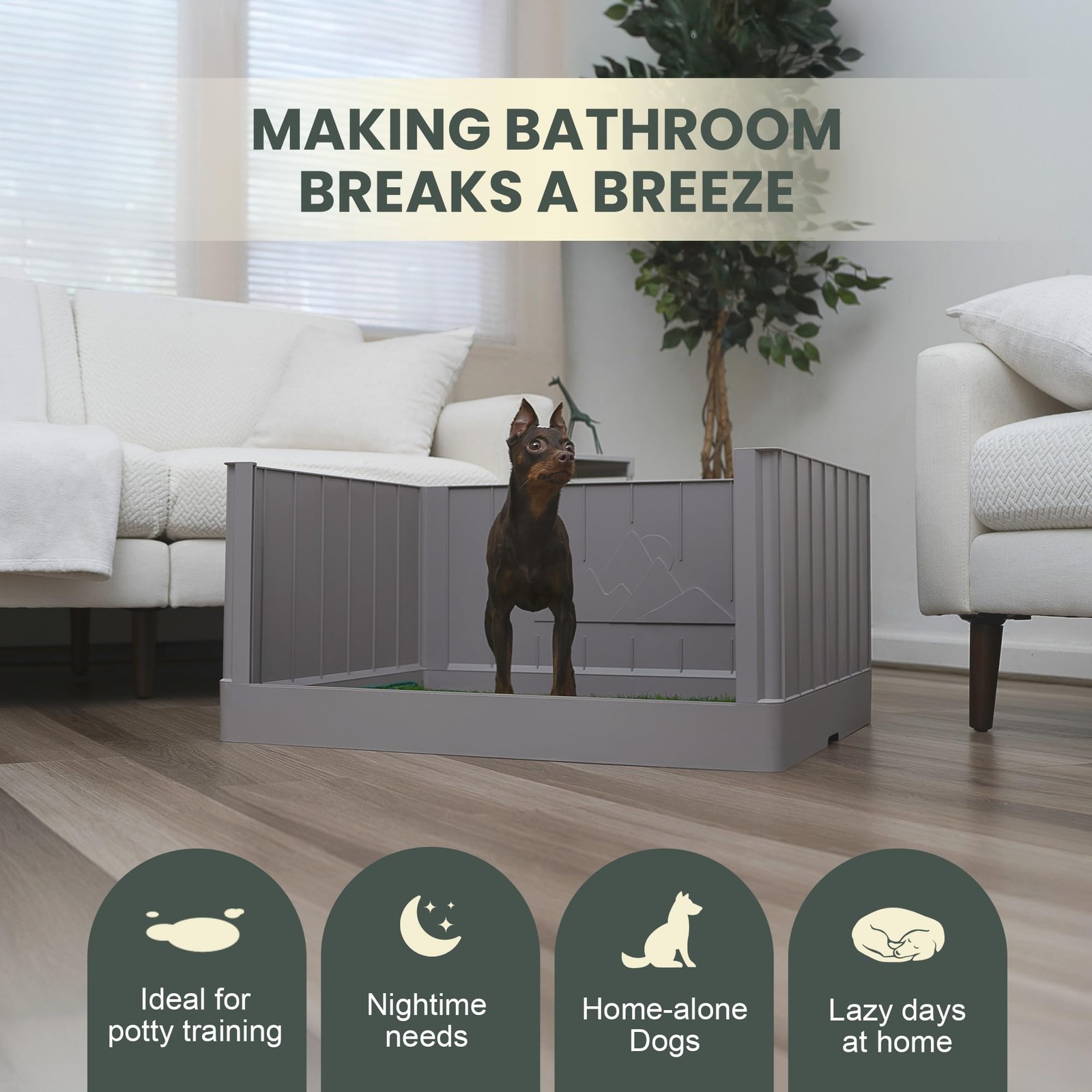 Dog Grass Pad with Tray, Indoor Dog Potty, Litter with High Walls, Artificial…
