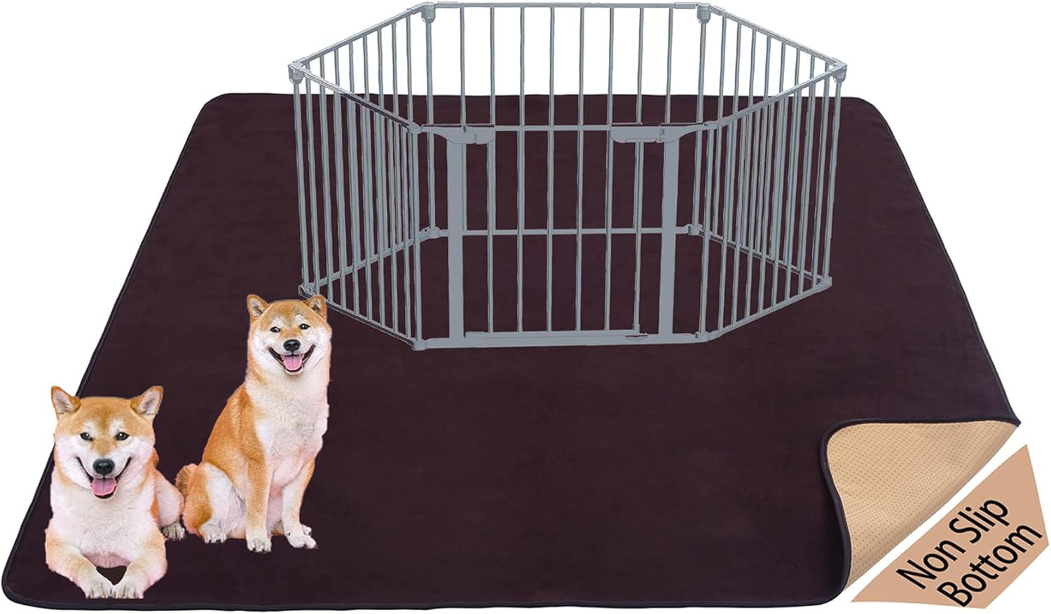 Extra Large Washable Pee Pads for Dogs Reusable Dog Floor Mats 60″ X 60″, Non Sl