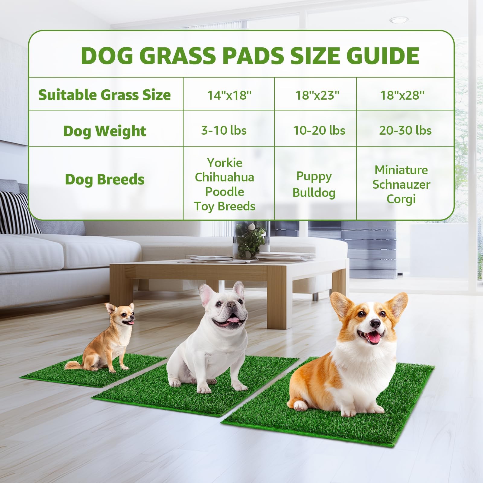 Dog Grass Pee Pads, 18.1×28.1in Artificial Grass Pad for Potty Tray