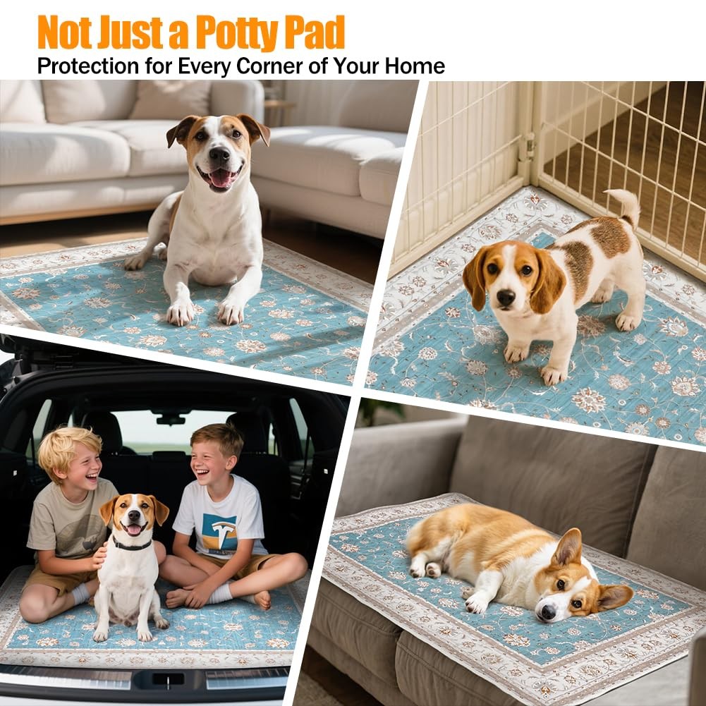 32″x48″ 2 Pack Washable Pee Pads for Dogs, Rabbits & Hamsters – Reusable Pupp…