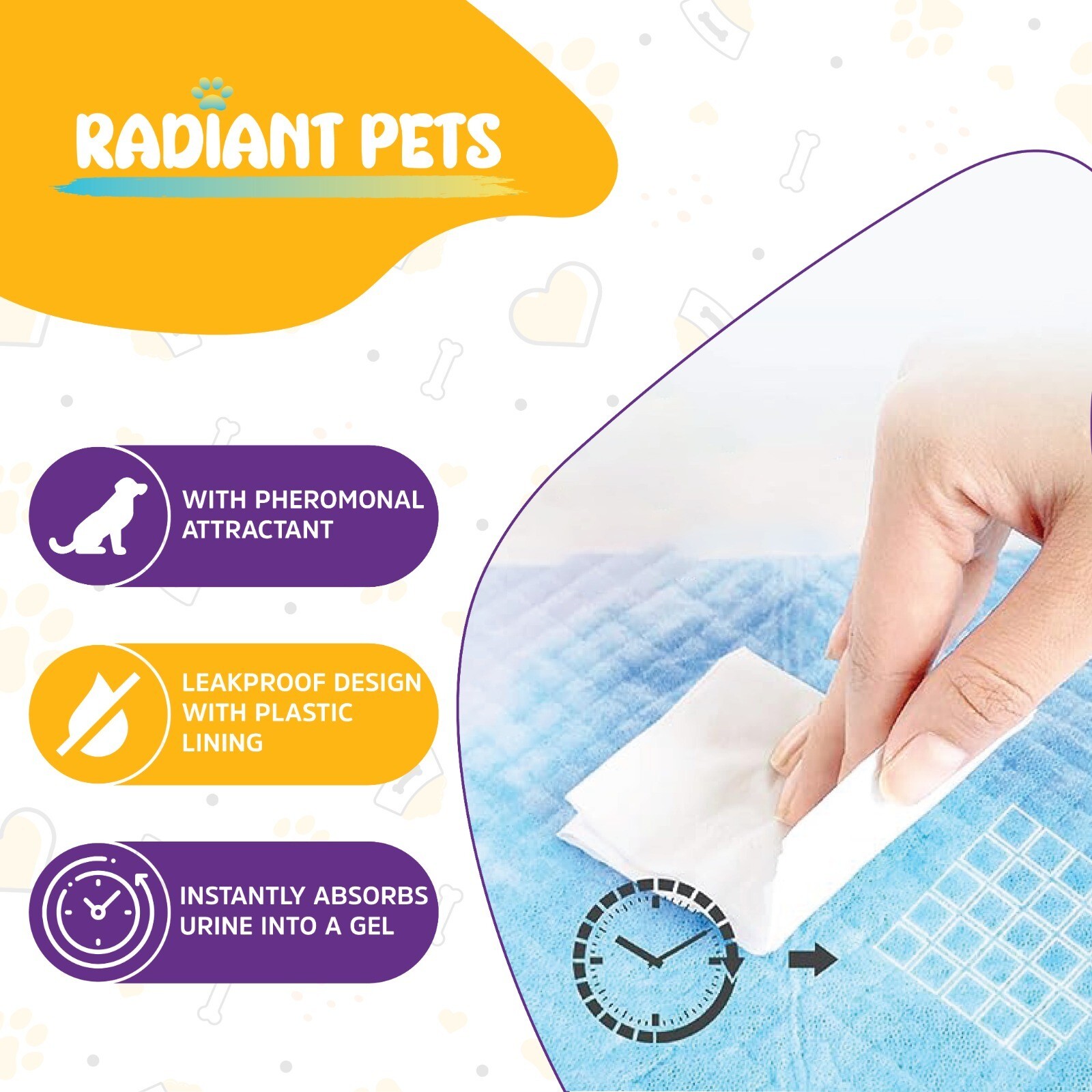 Pack of 50 – Ultra Absorbent, 6-Layer, Radiant Pets | 23″ x 23″ | Dogs and Cats