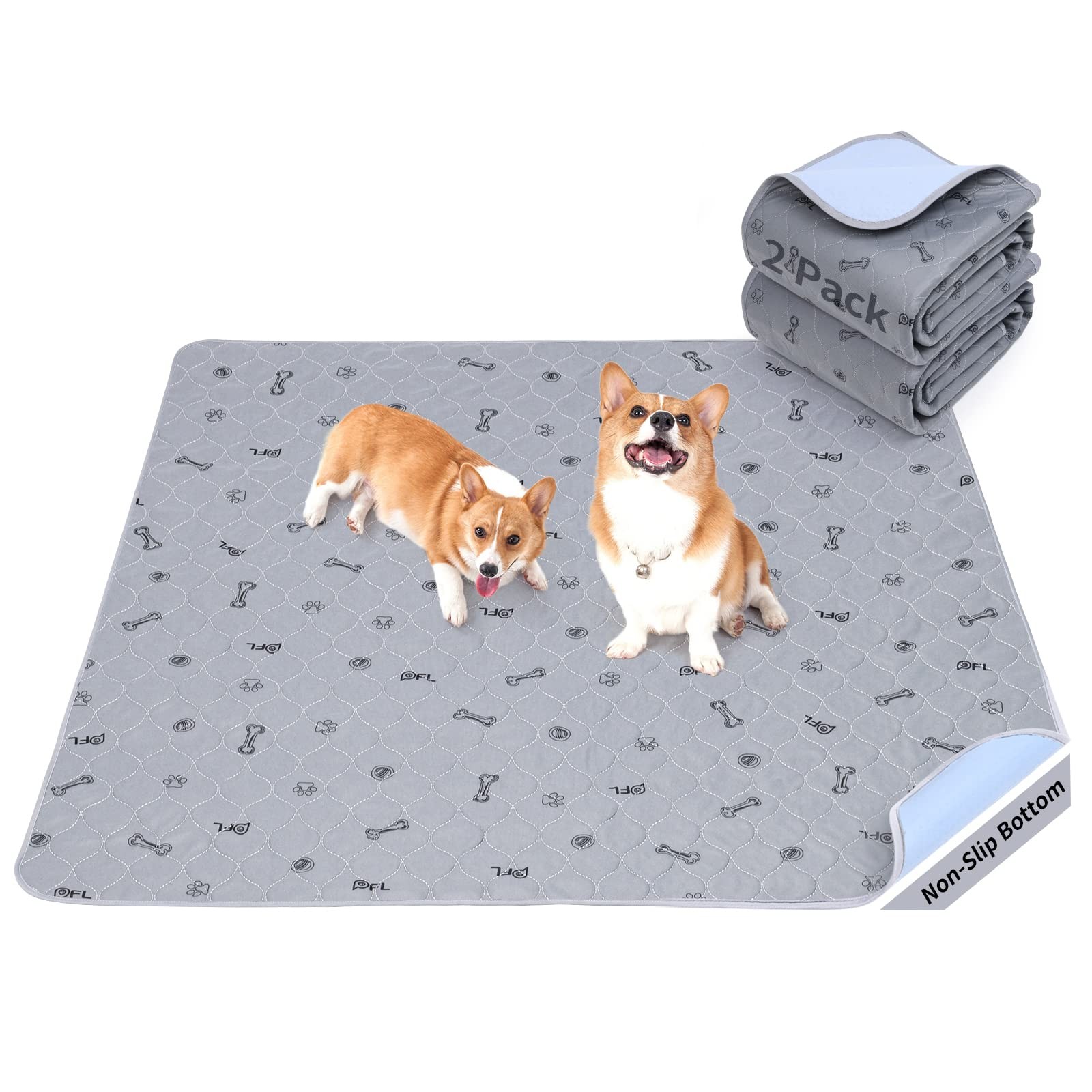 2Pack Puppy Pads Washable, 48×48 Reusable Pee Pads for Dogs, Absorbent Whelpi…