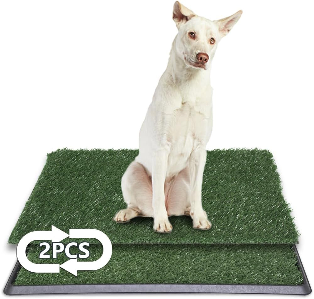 Dog Grass Pad with Tray – Dog Litter Box with 2 Artificial Grass Pads – Potty Tr