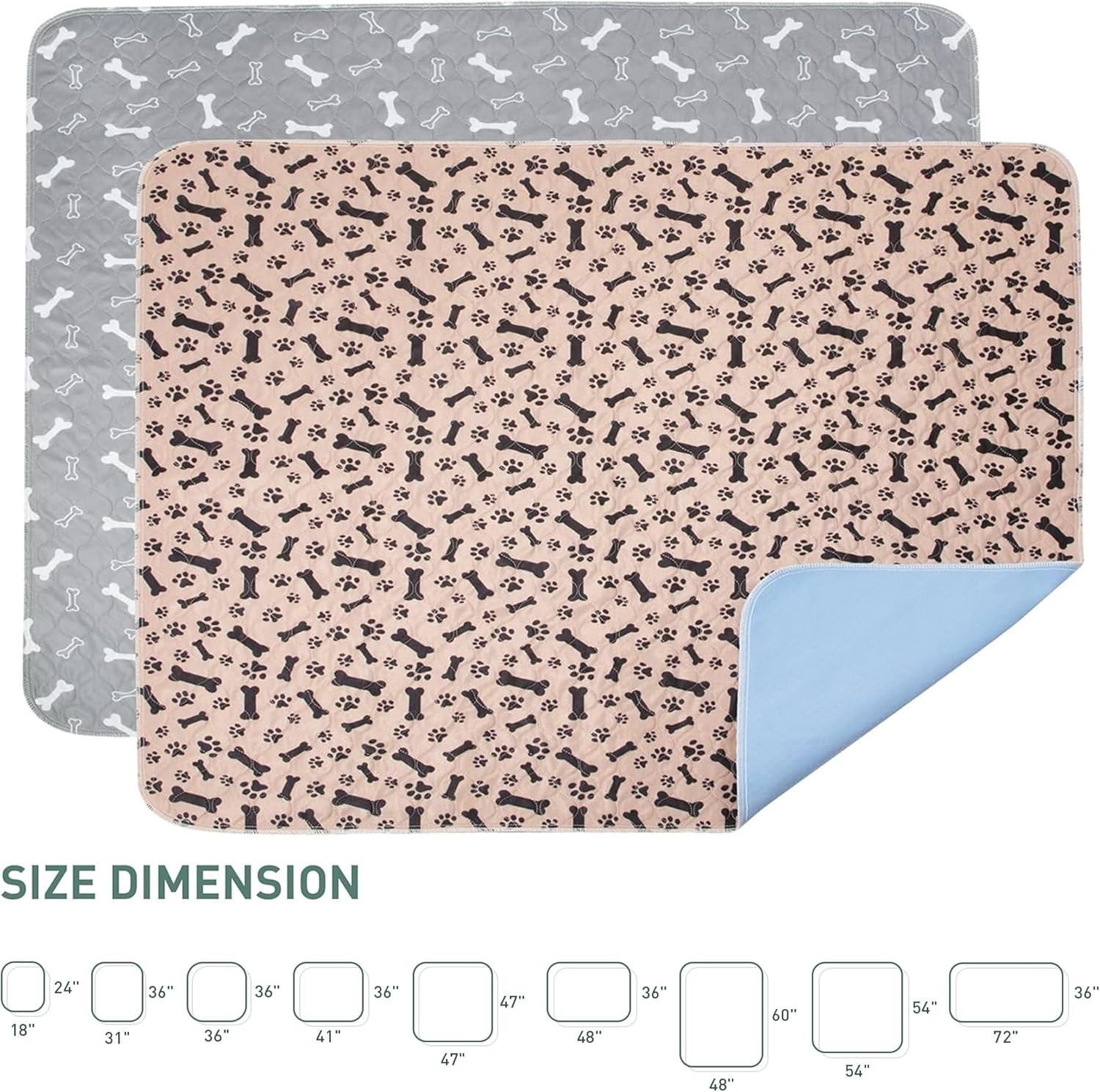 Reusable Washable Pee Pads for Dogs Large/Extra Large 36” X 41” 2 Pack, Absorb