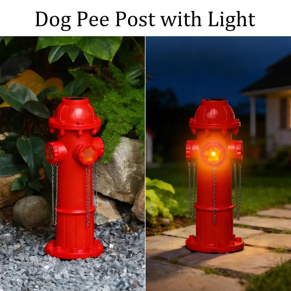 Solar Dog Fire Hydrant Pee Post with Glowing Paw Print, Fire Hydrant for Dogs…