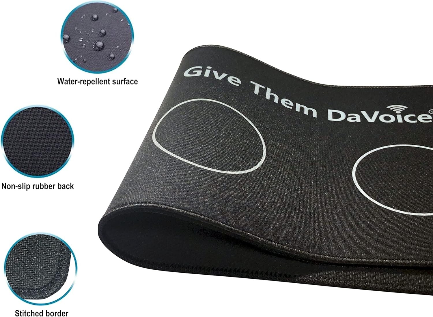 DaVoice Dog Button Mat – 6-Button Placement Pad for 8″ x 35″, Black