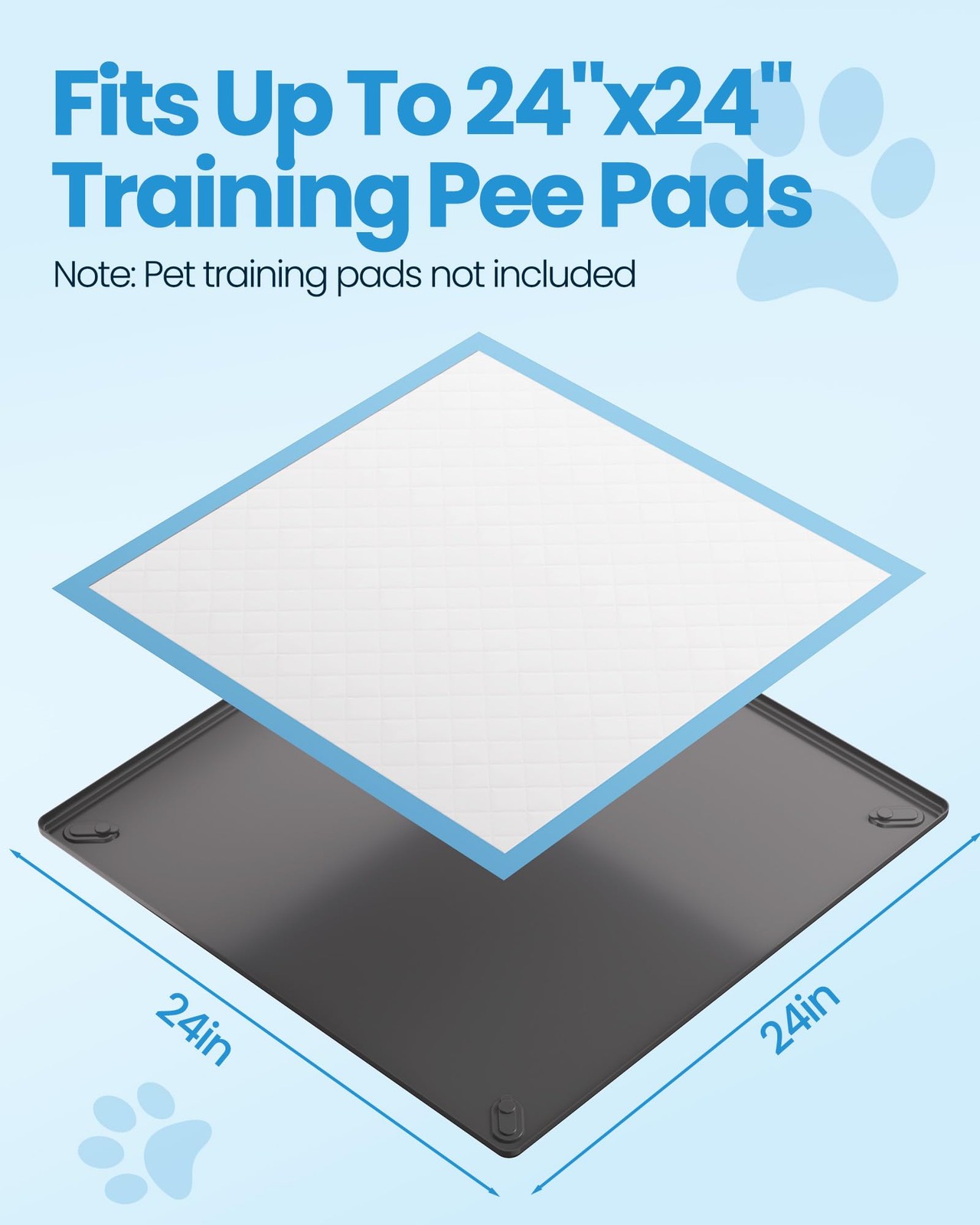 Pee Pad Holder for Dogs – 24″ x Non-Slip Silicone Puppy 24*24 inch, Grey