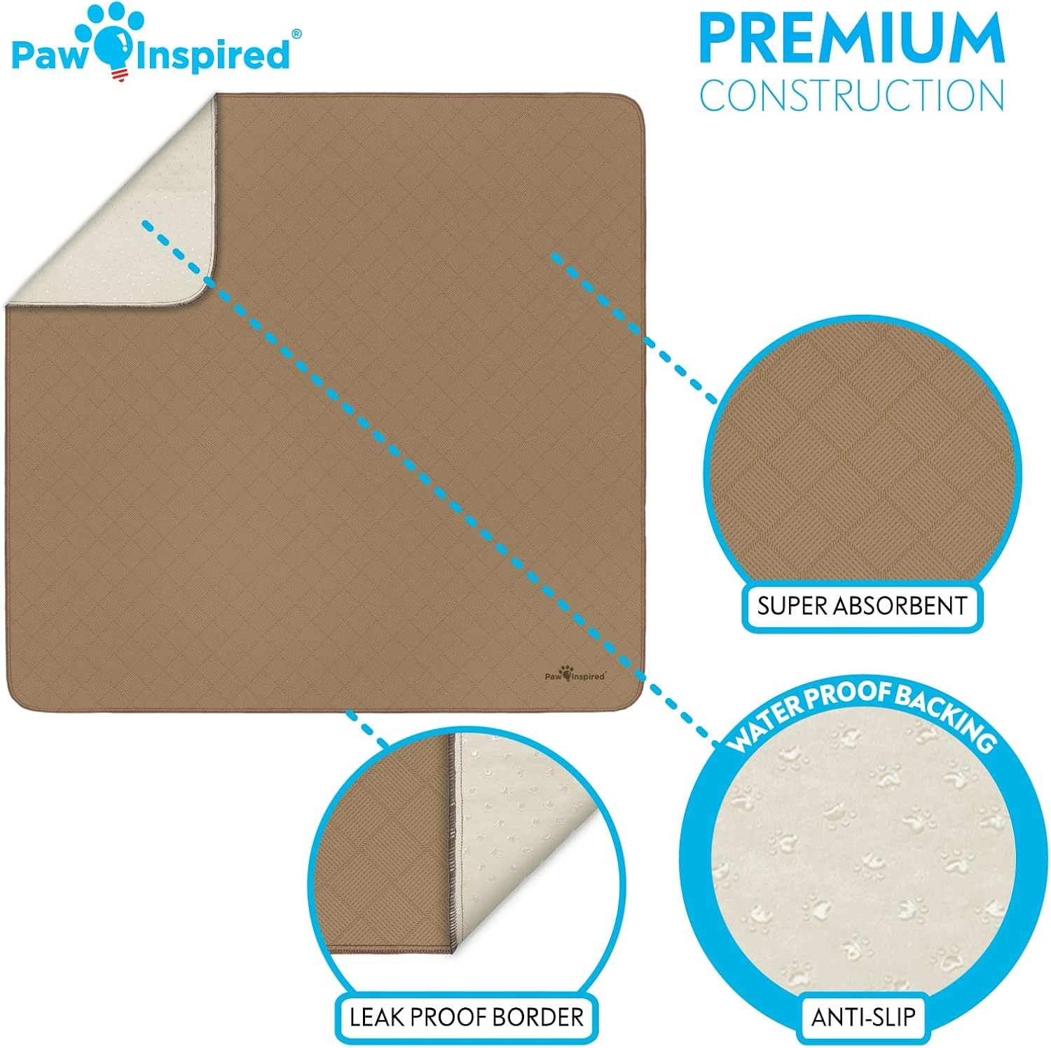 Washable Dog Pee Pad | Leakproof Non-Slip Potty Training Mat 72×72