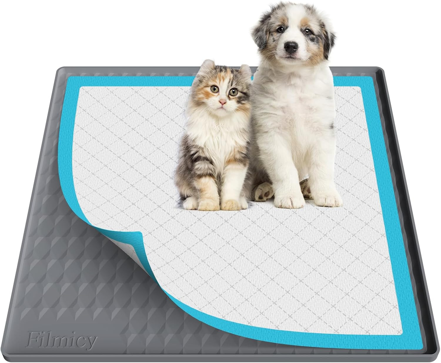 Pee Pad Holder for Dogs,Silicone Dog Puppy Pad Holder, 24 X 24 No Spill Raised L