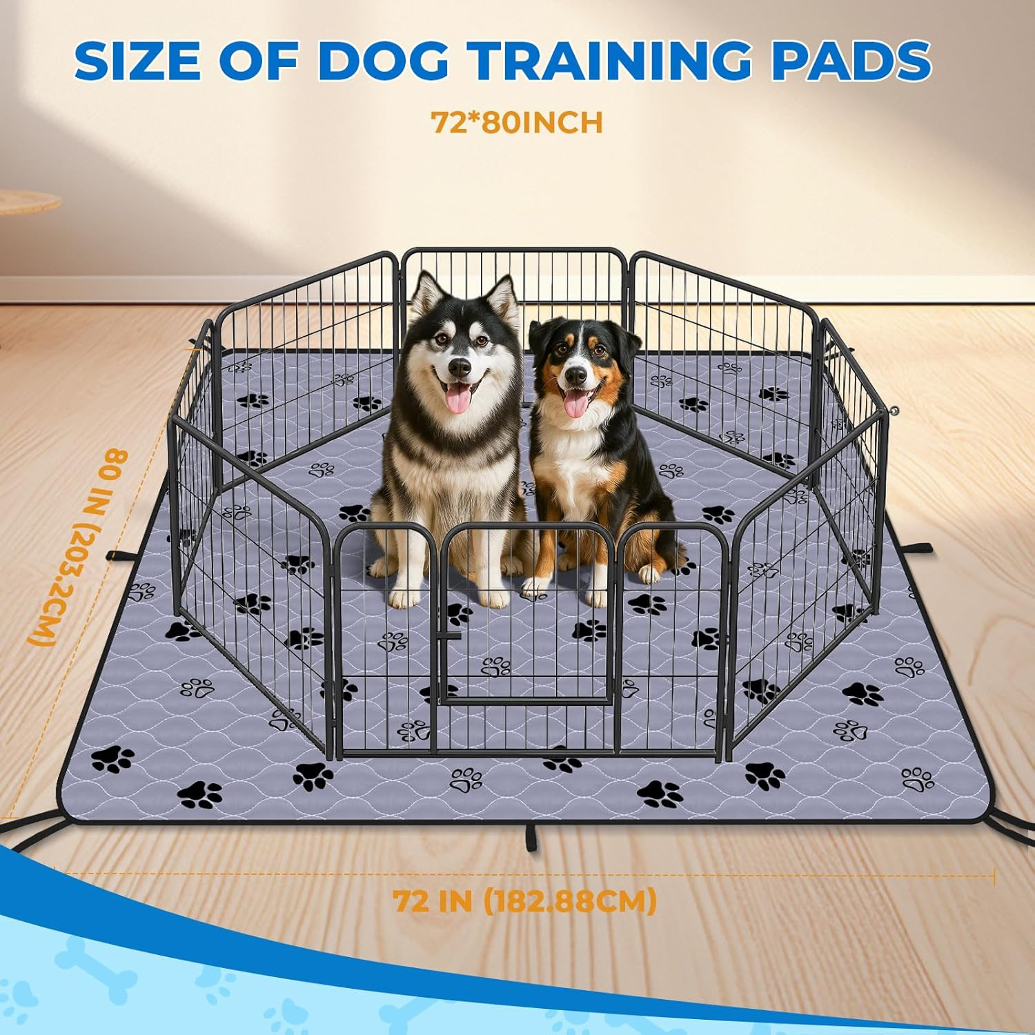 Washable Dog Pee Pads Extra Large 72”X80” Instant Absorb Training Pads, Non-Sl