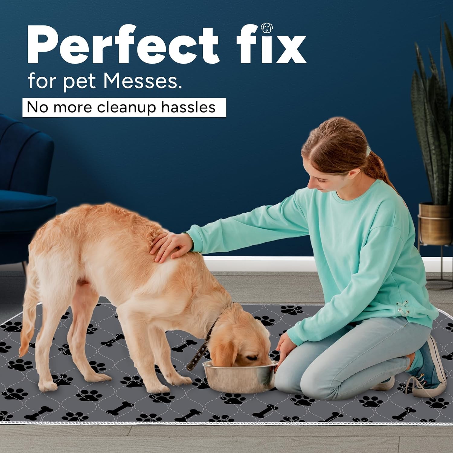 Washable Pee Pads for Dogs, 2 Pack Large 34″x36″ Super Absorbent Dog Training