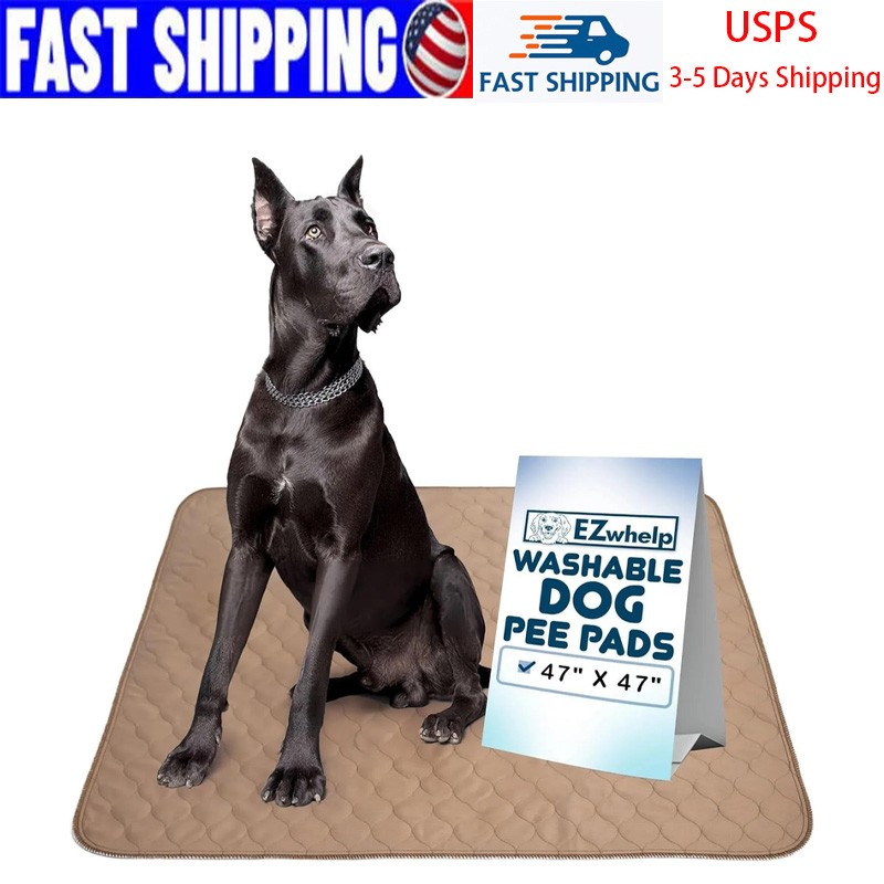 Washable Waterproof Dog Whelping Pee Pad, 47 x 47 In Rounded‑Corner Training Mat