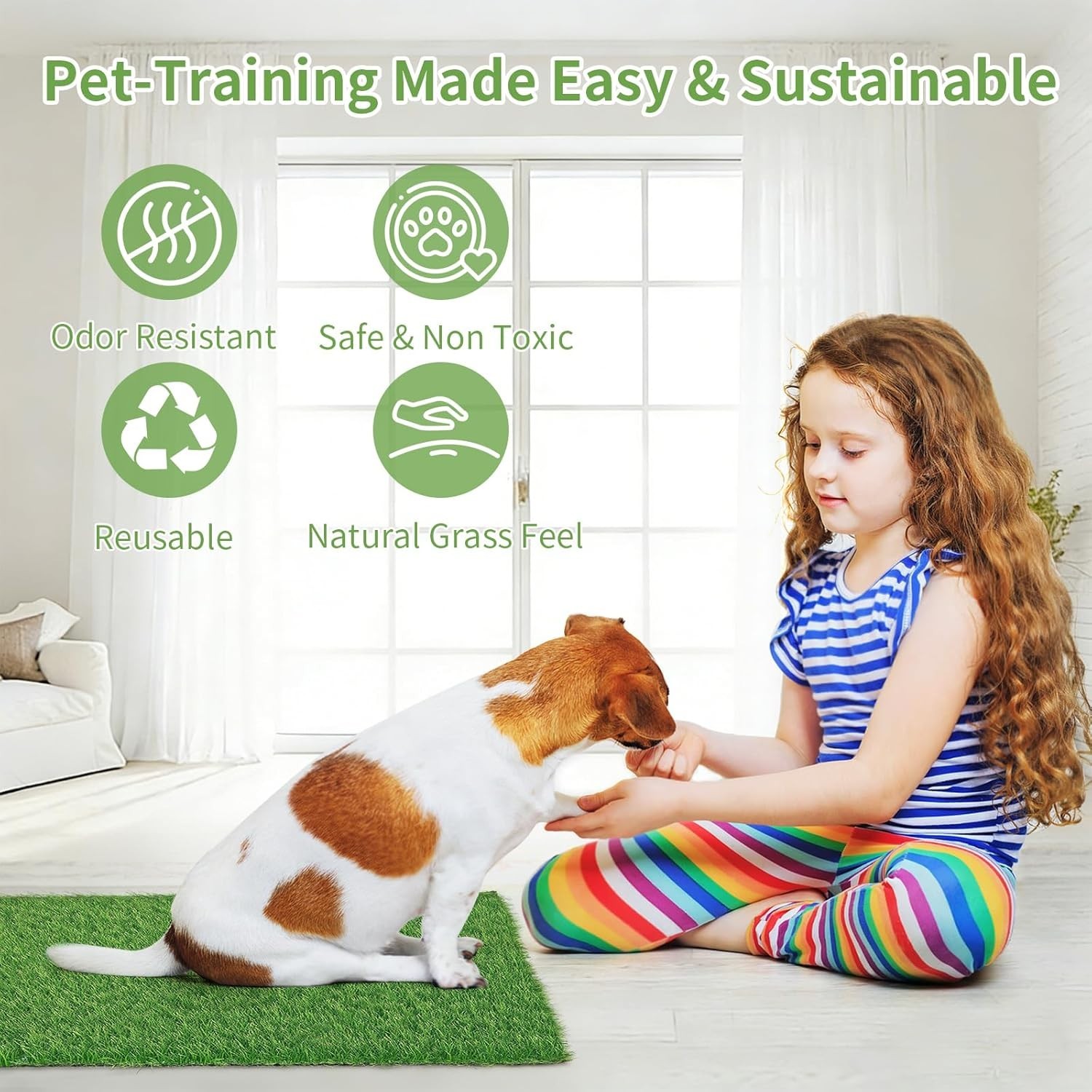 30 x 20 inches 2 Pack Fake Grass Pee for Dogs Artificial Grass Rug Pad for Pu…