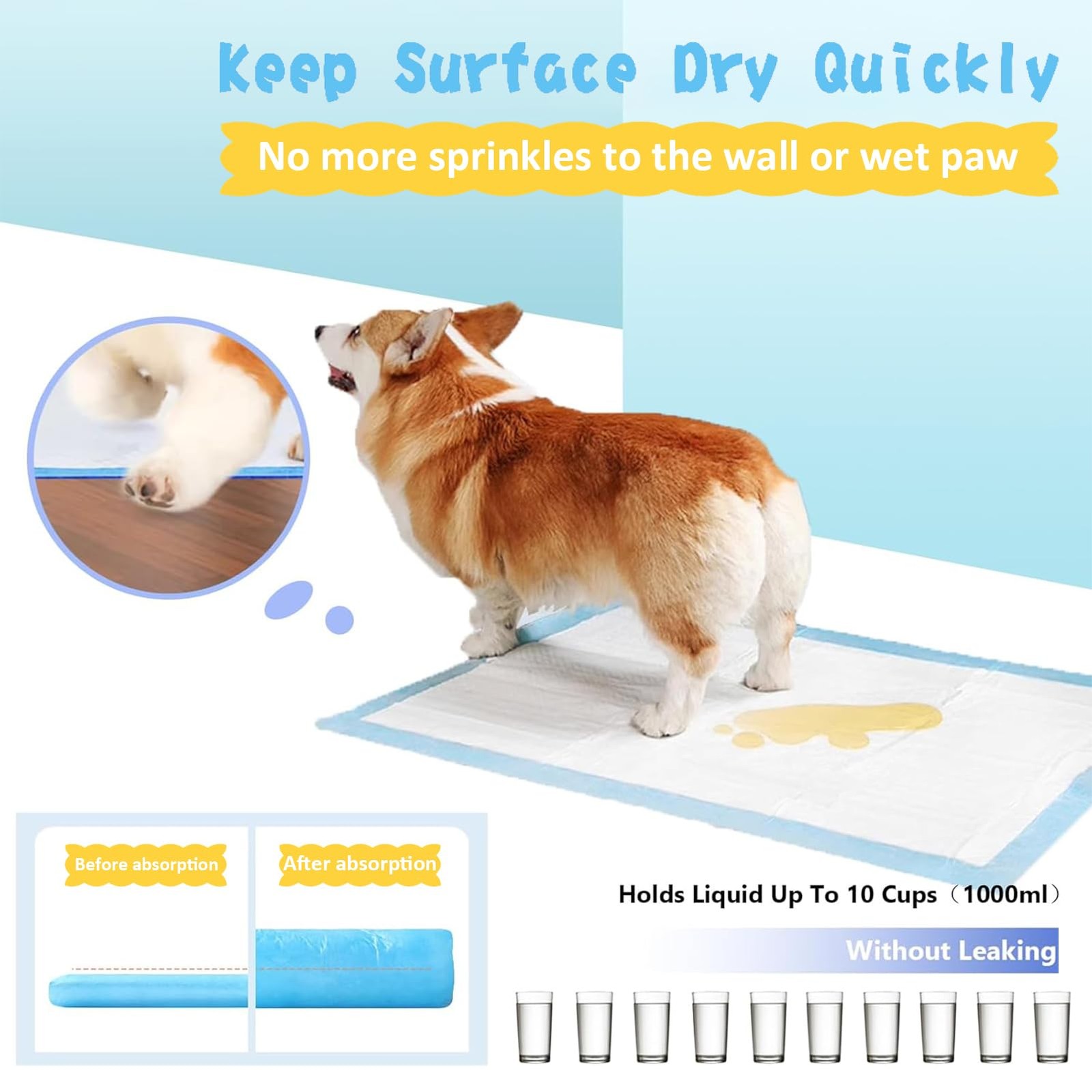 XL Thicker Dog Pads 30″x26″ 60 Count, Extra Large Pet Training Pads, Leak-Pro…