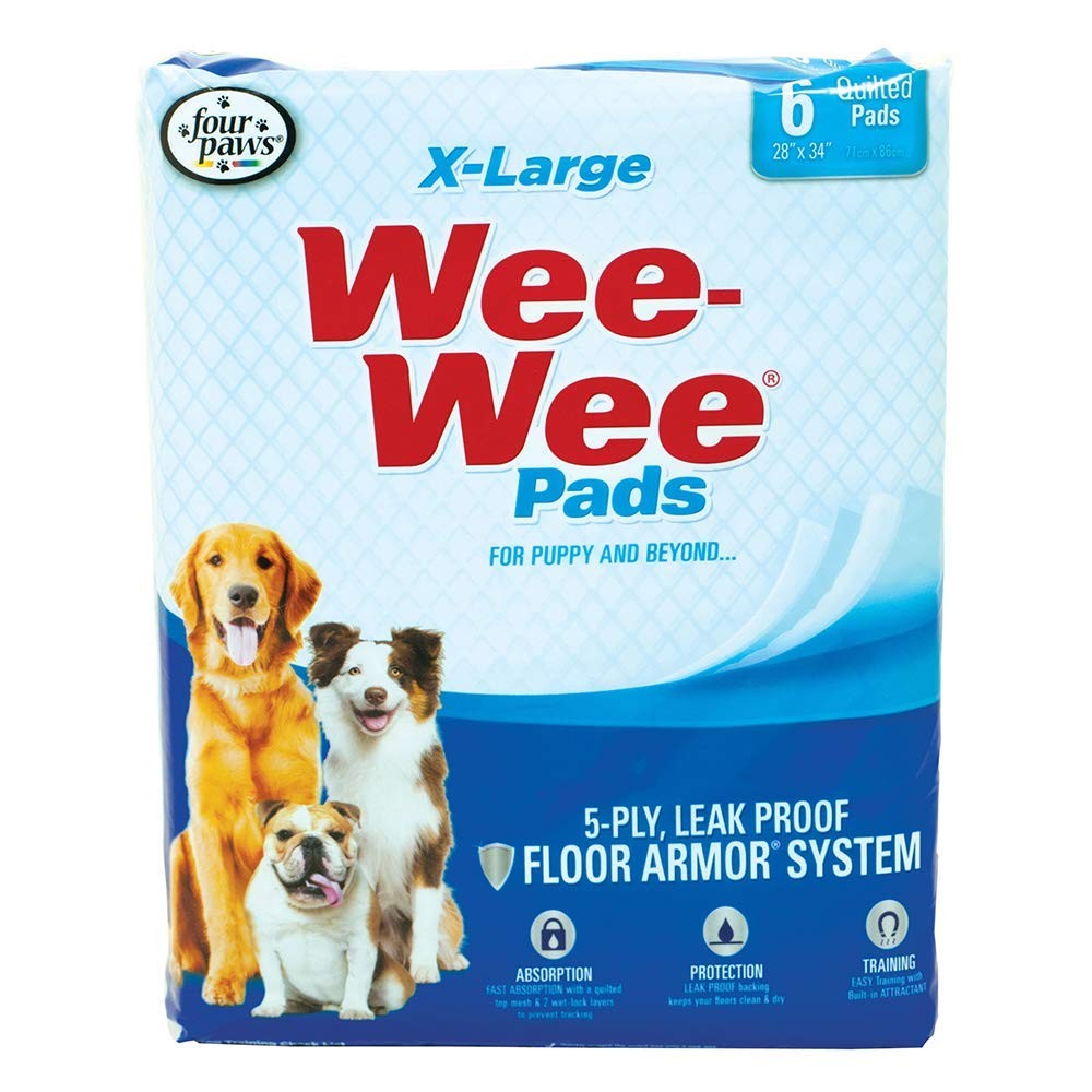 Four Paws Wee-Wee Superior Performance Pee Pads for Dogs with 6 Count, White