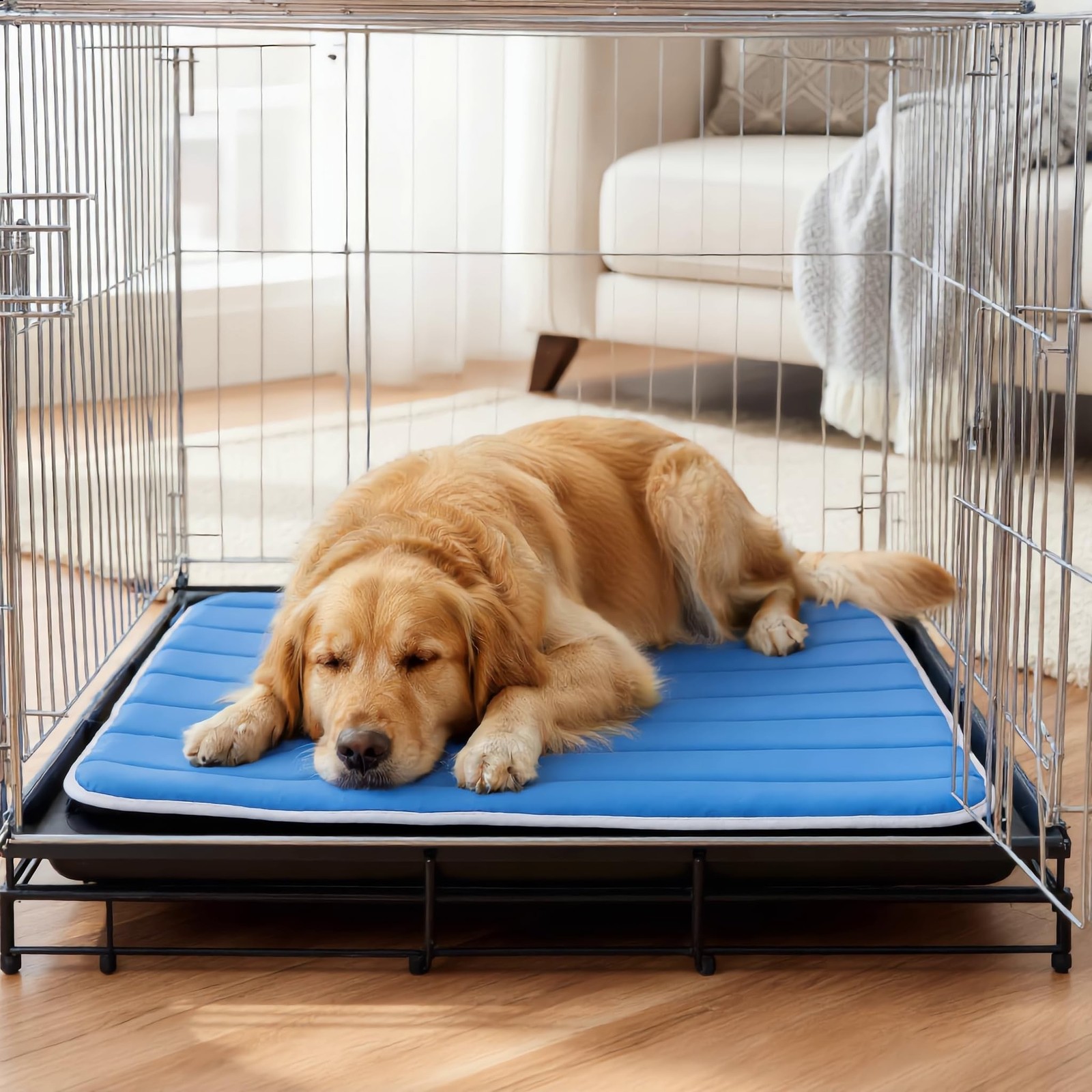Dog Cooling Mat, Soft Fabric Cooling Mat for Dogs, Foldable Crate Pet Bed & N…
