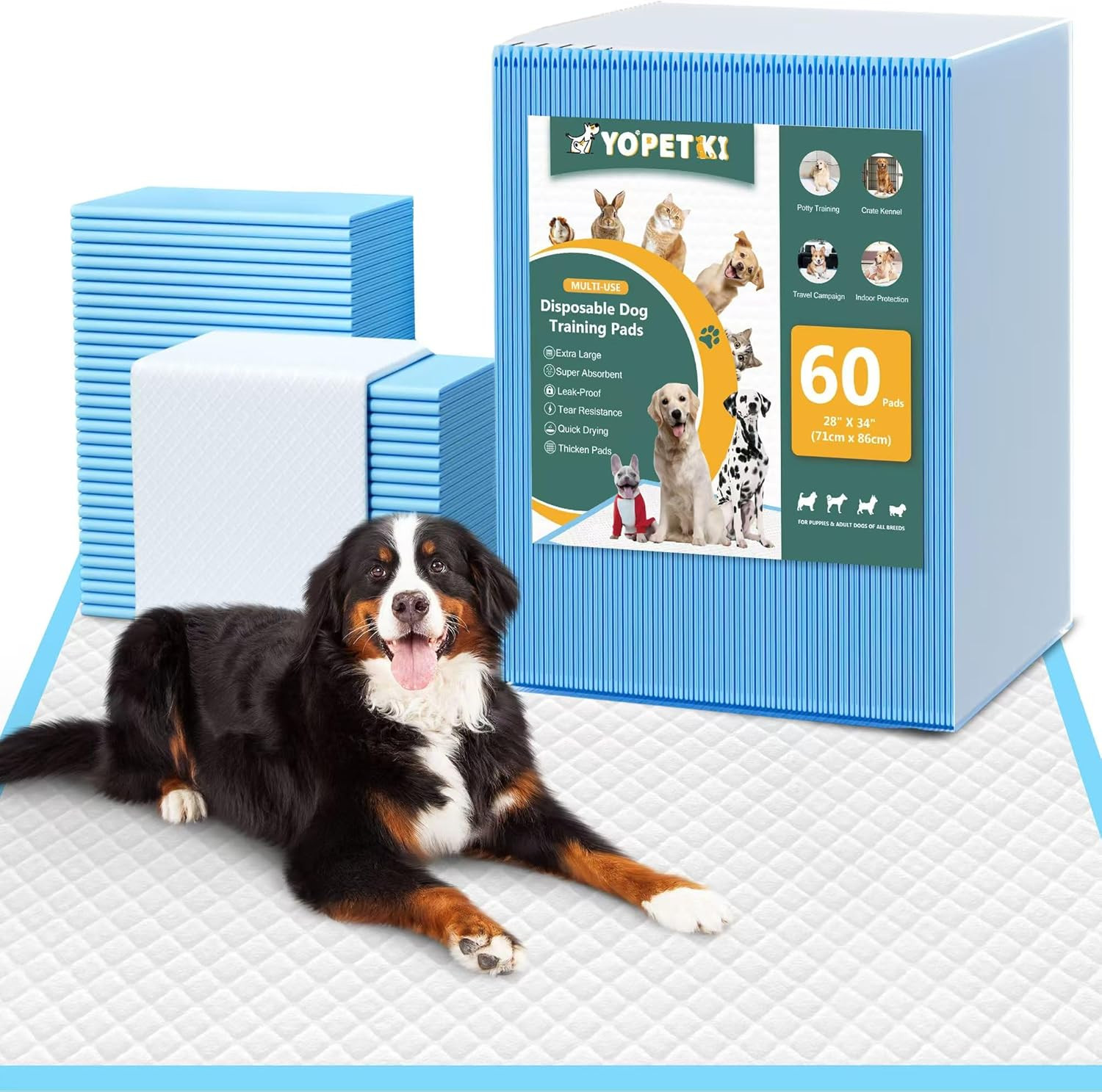 60 Count Extra Large Dog Pee Pads 28″ X 34″, Super Absorbent X-Large Puppy Pads